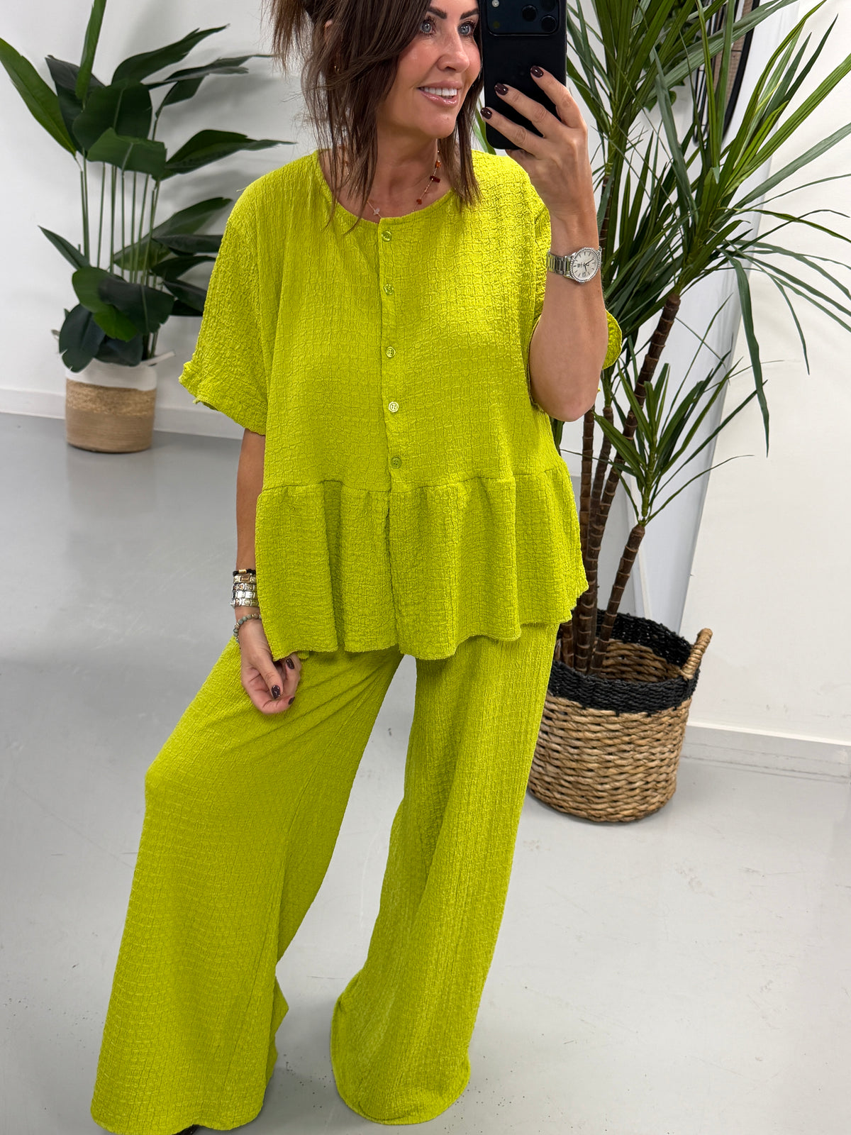 The Hallie Peplum Two Piece - Pistachio