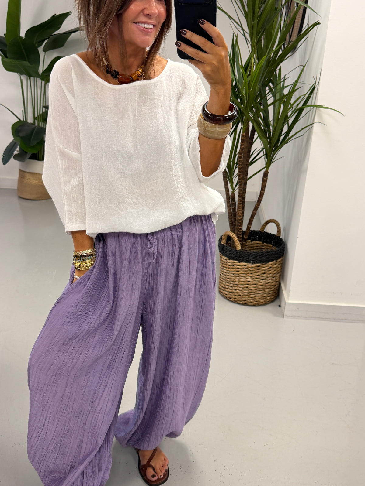 The OG TicToc Crinkle Balloon Trousers - Heather