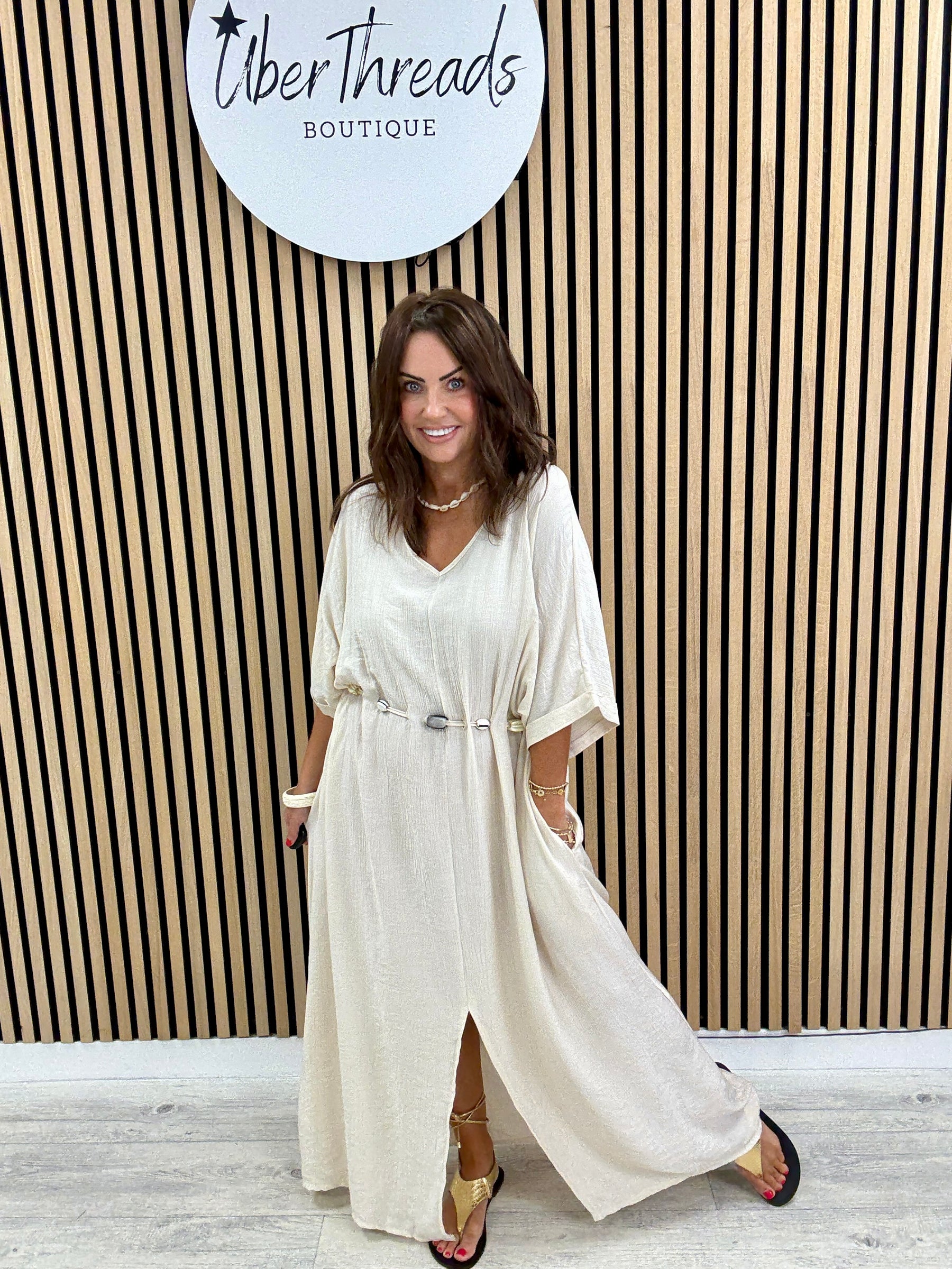 The Bondi Sands Split Dress - Cream