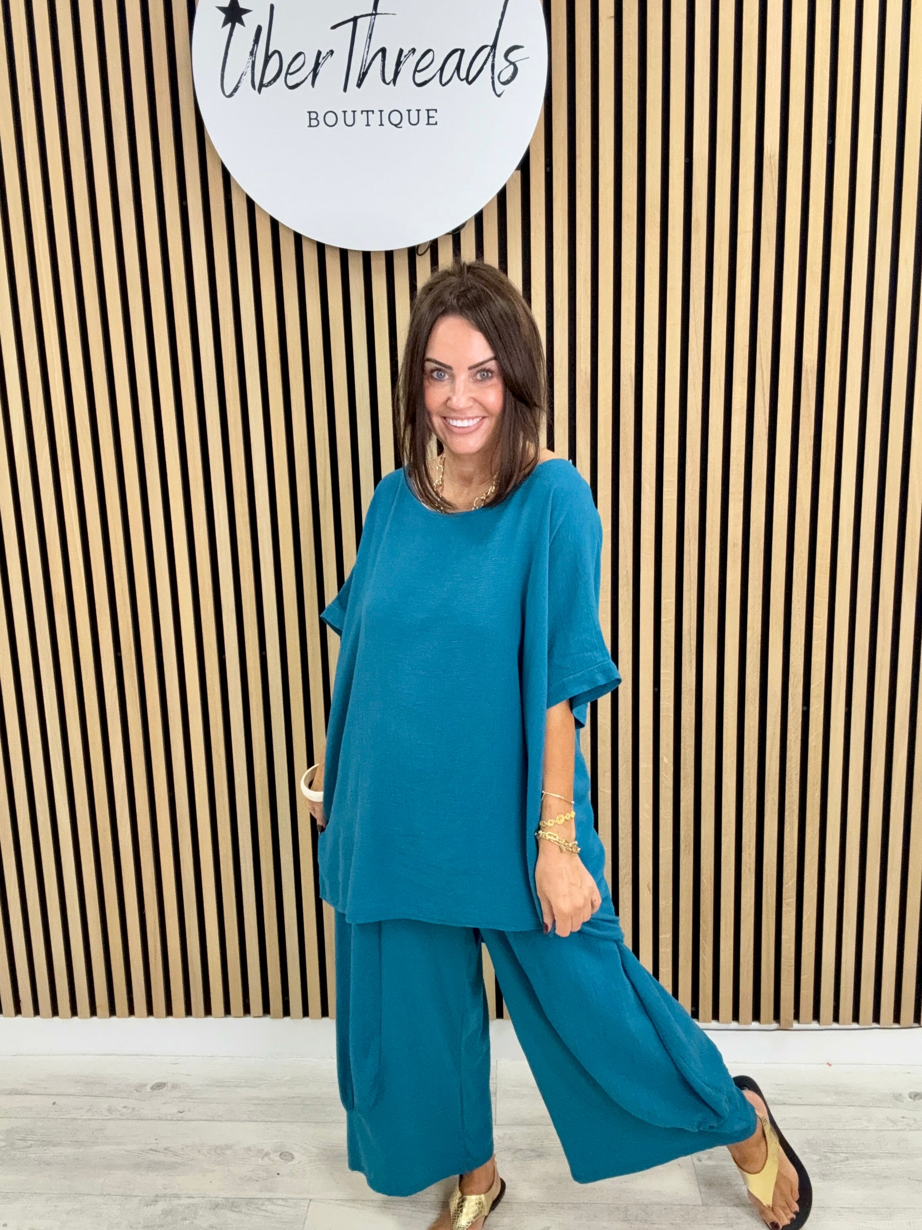 Sahara Split Button Back - Teal