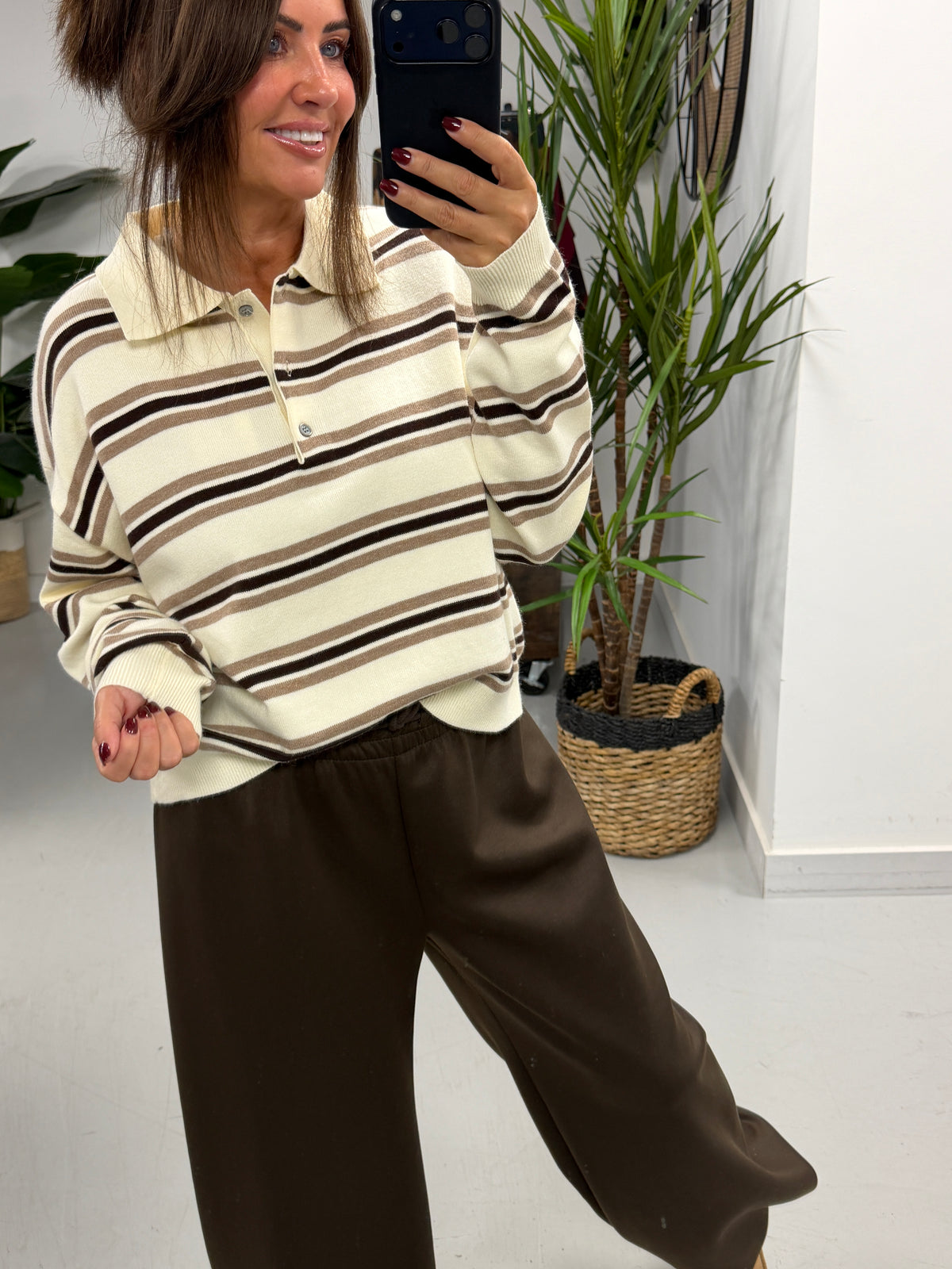 The Button Up Knit - Chocolate/Cream (Size 10/12-14/16)