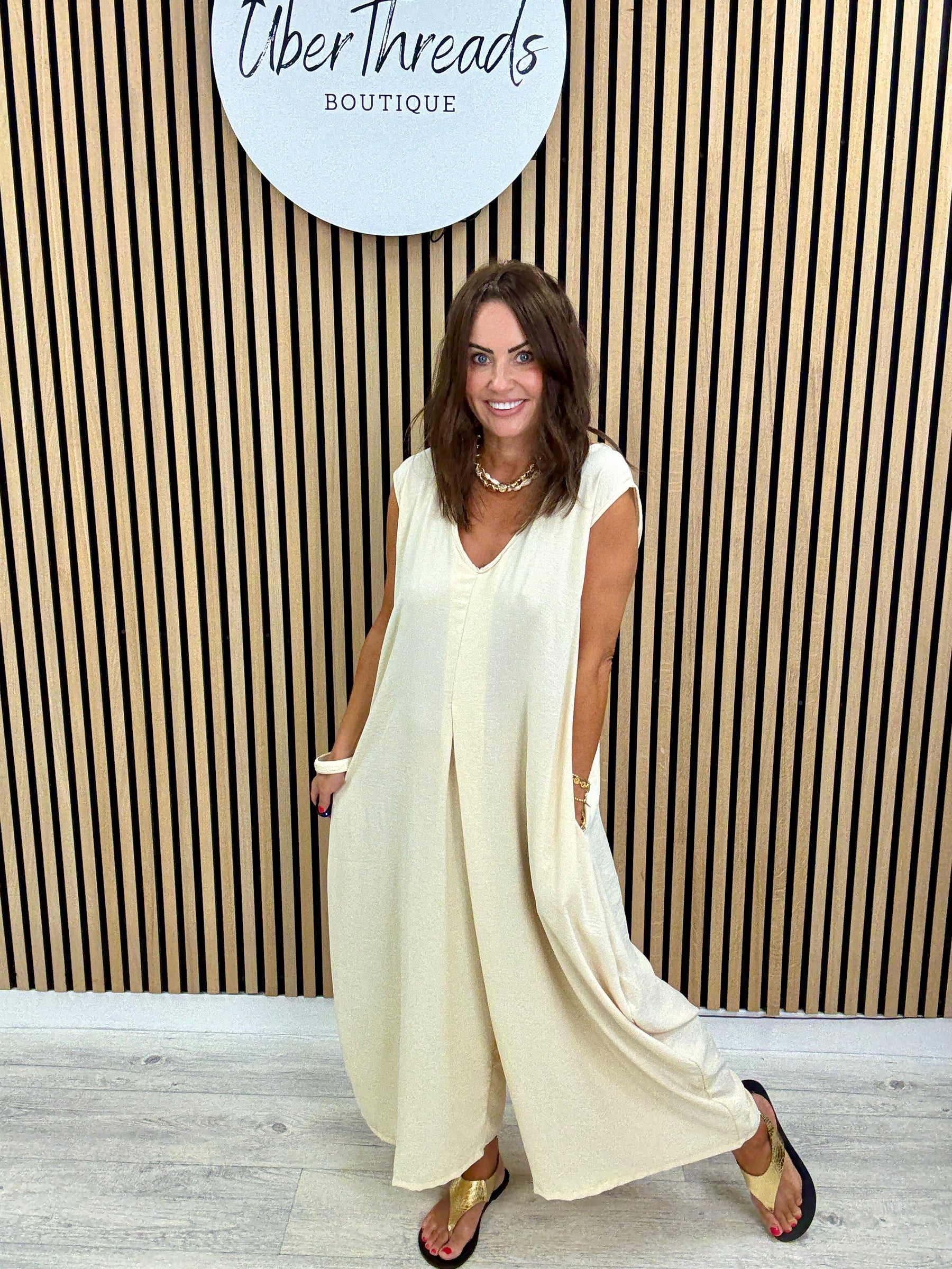 The Tamzin Crop Leg Jumpsuit - Cream