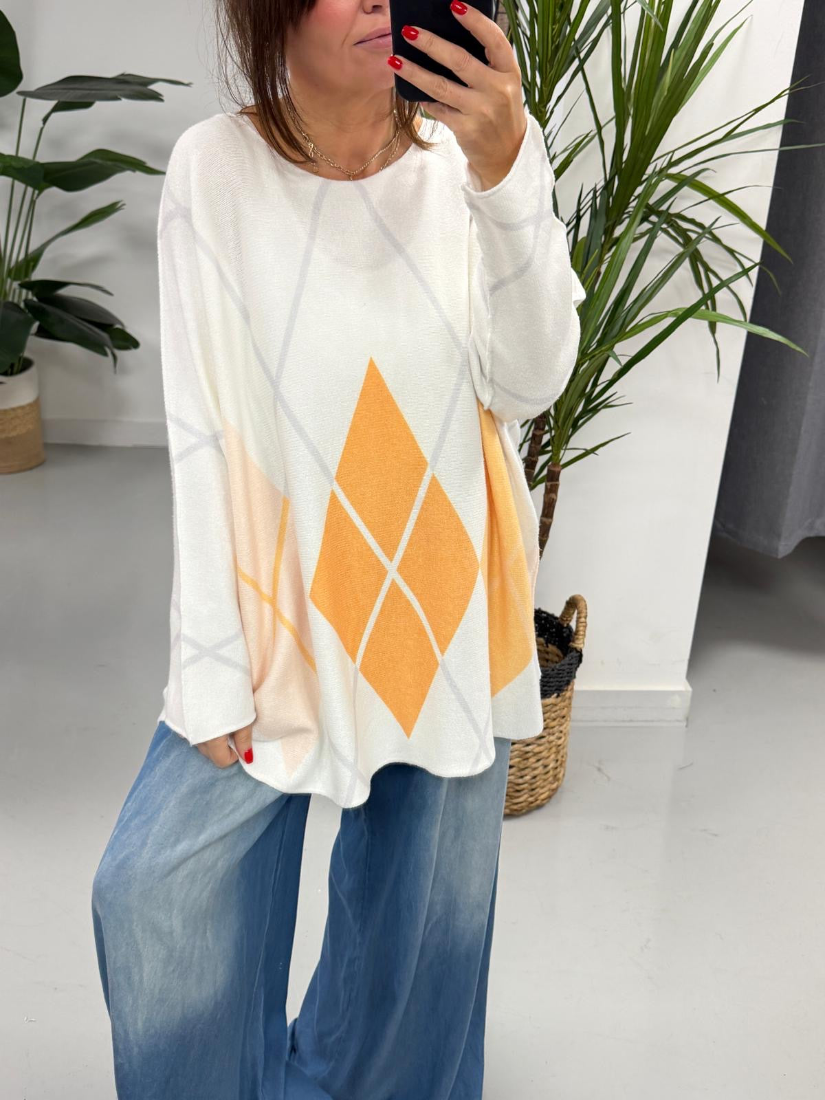 The Argyle Soft Knit - Orange (Special Buy - No Blue Light)