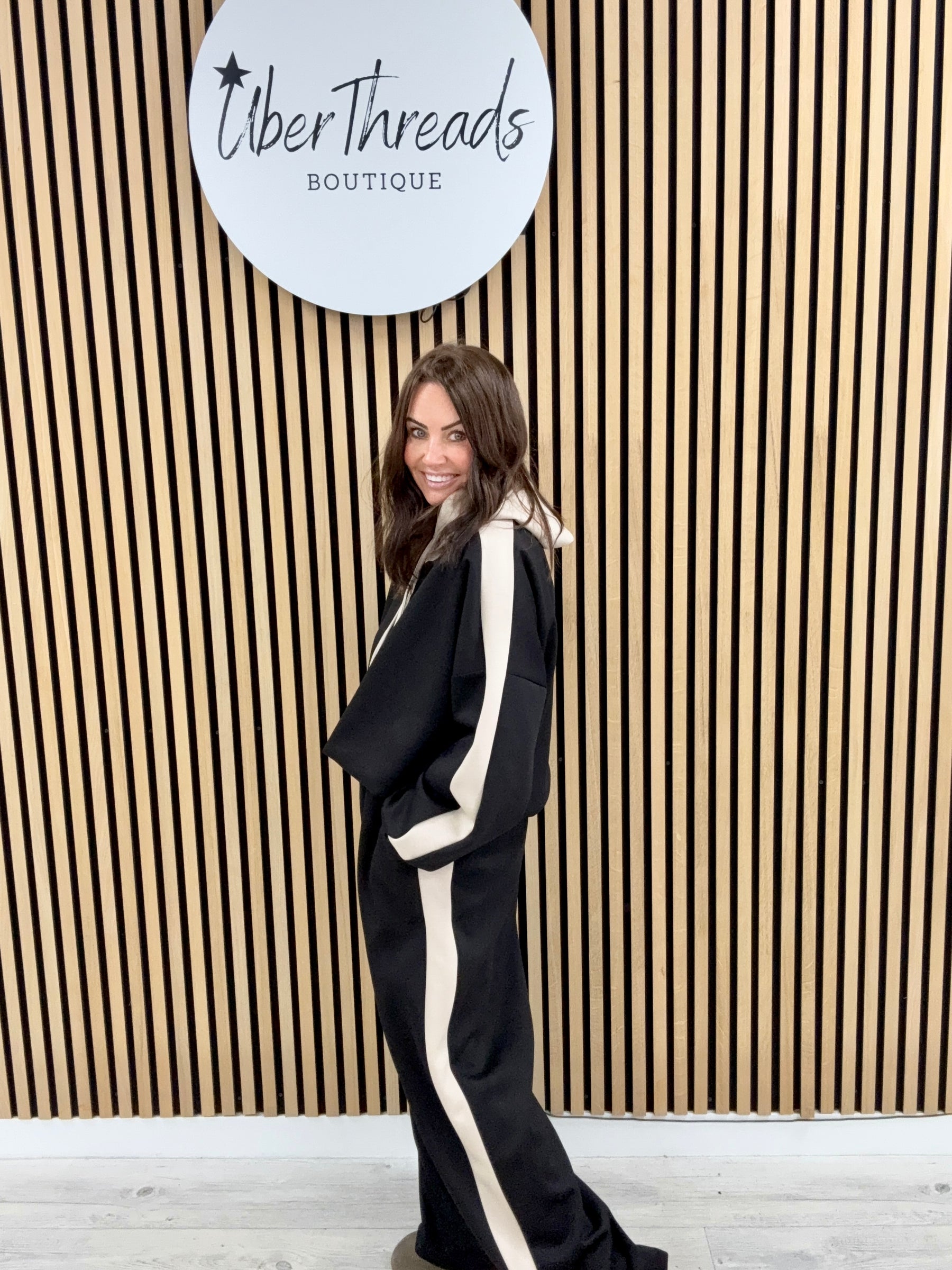 The Stripe Scuba Hooded Tracksuit - Black