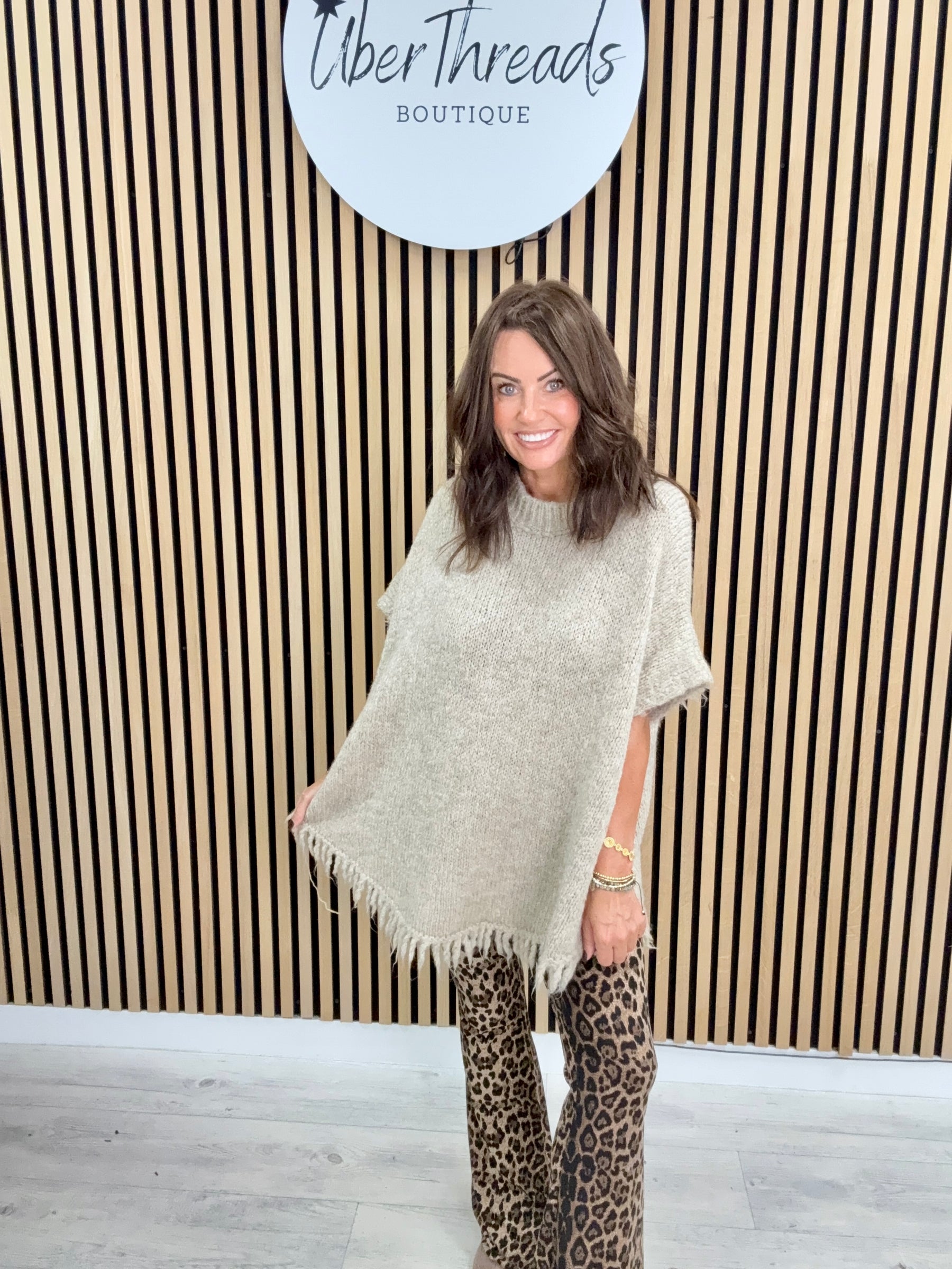 The Sleeveless Fringed Knit - Oatmeal
