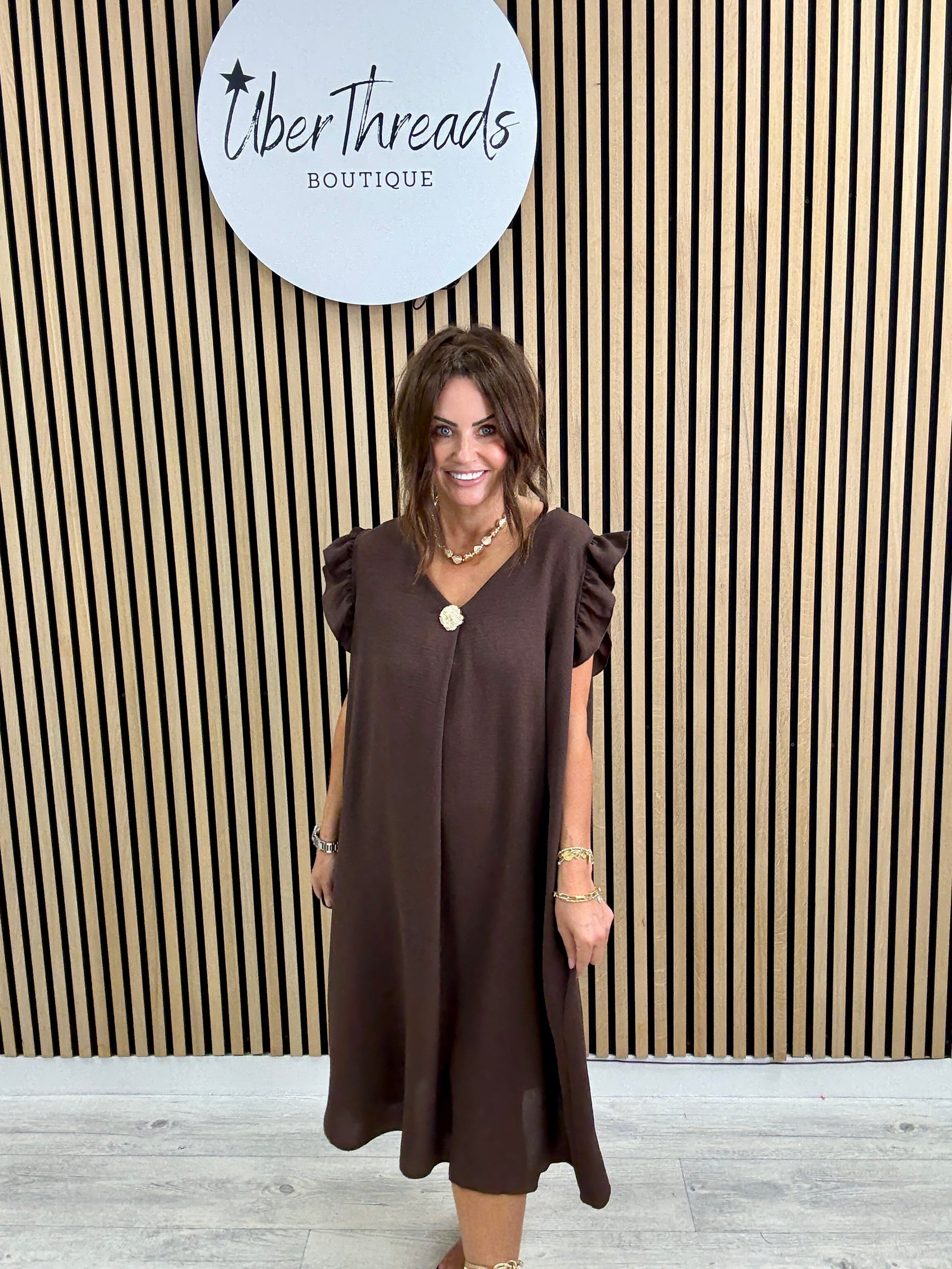 Chunky Button Midi - Chocolate