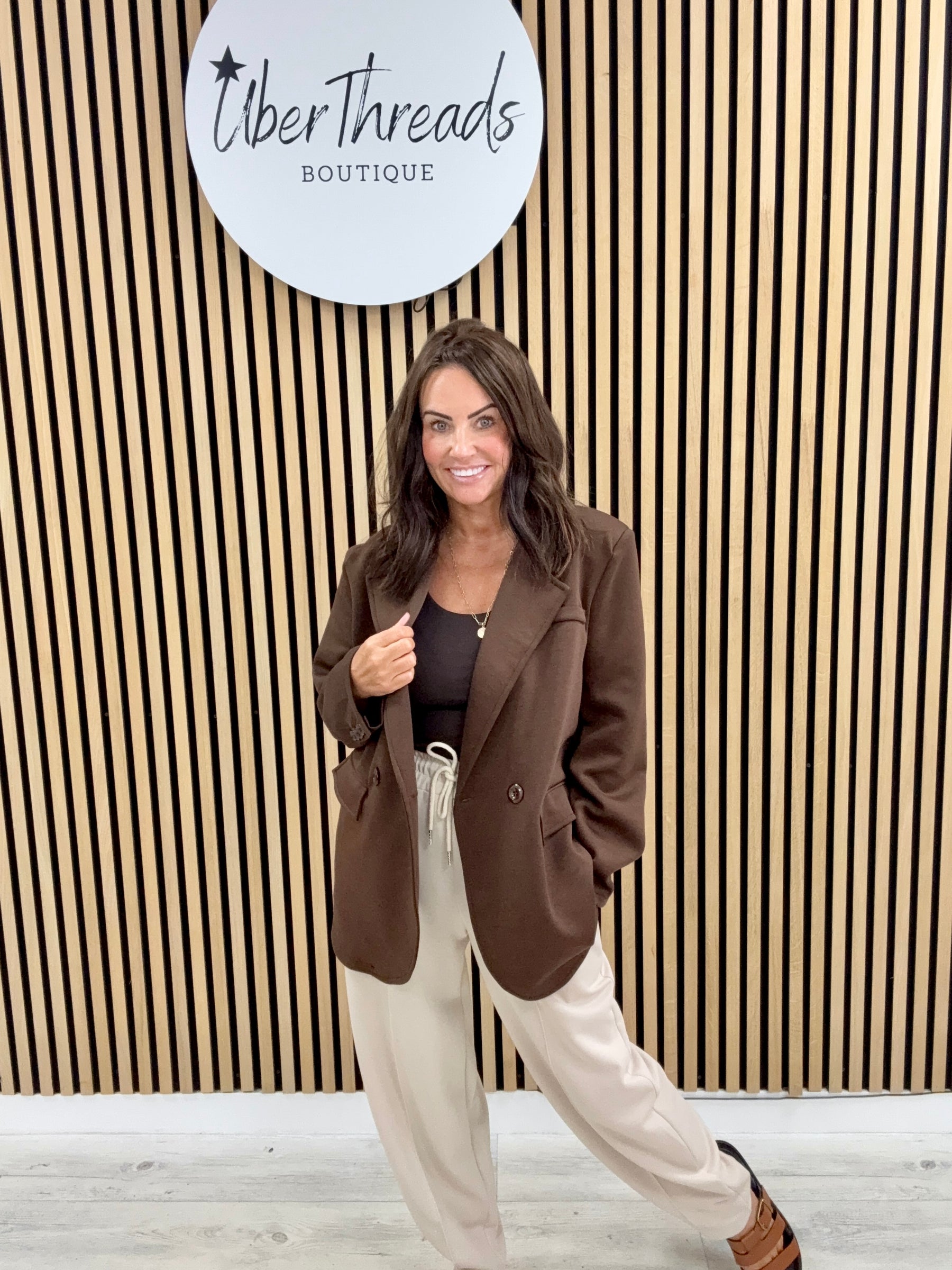 Molly Scuba Blazer - Chocolate