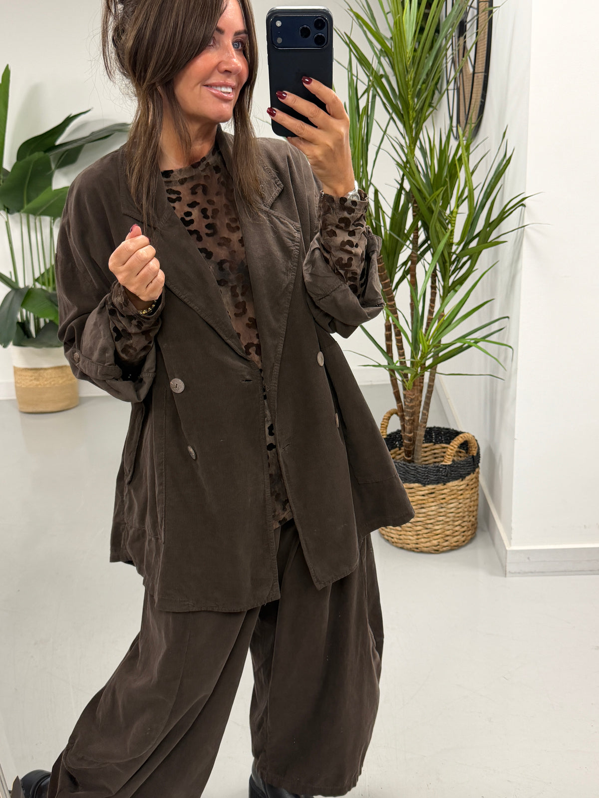The Needlecord Button Blazer - Chocolate (Size 12-18)