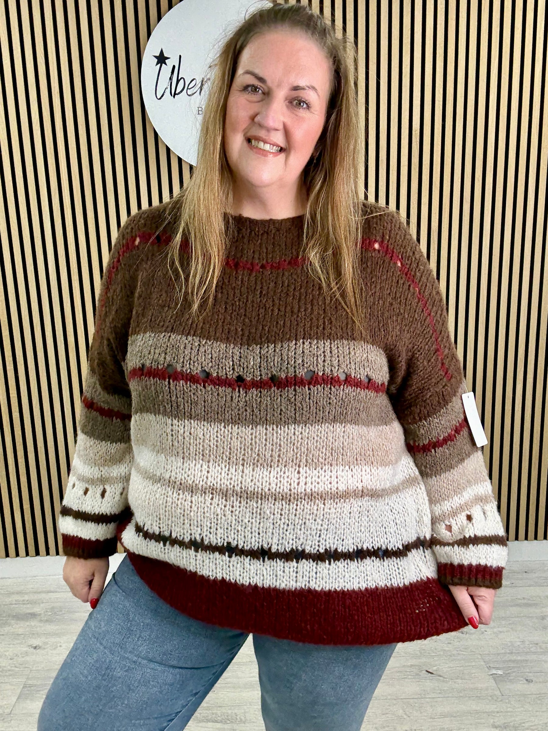 The Cotswold Stripe Soft Knit - Chocolate