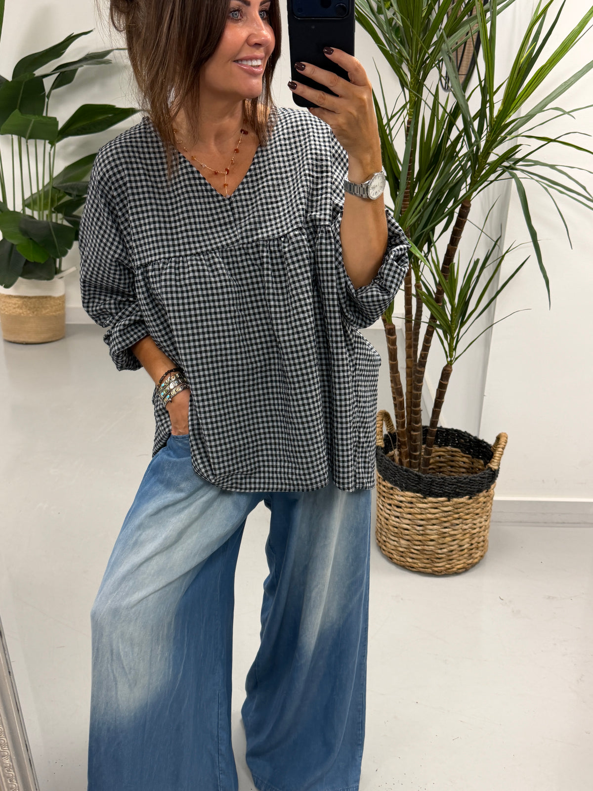 The Vichy Gingham Tunic - Black