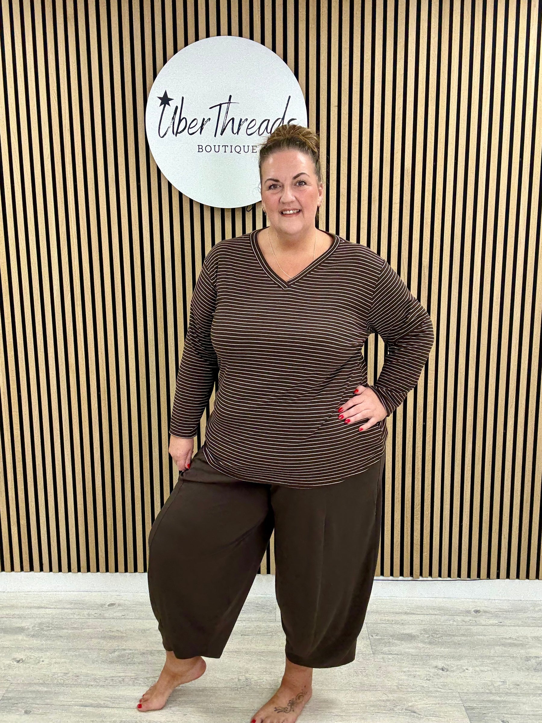 The Stripe Soft Knit (plus) - Chocolate