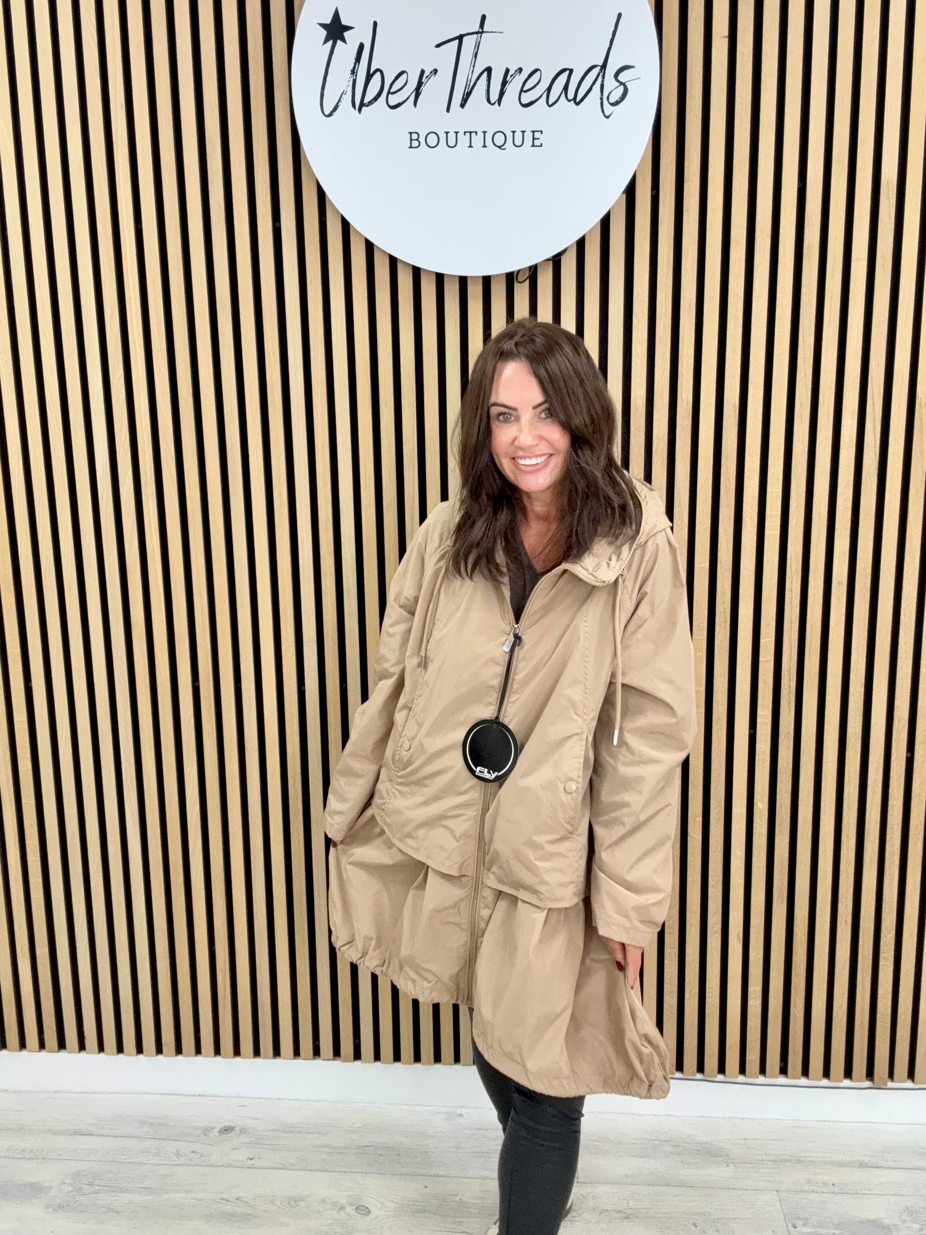 Fly Double Layer Hi Lo Jacket - Camel
