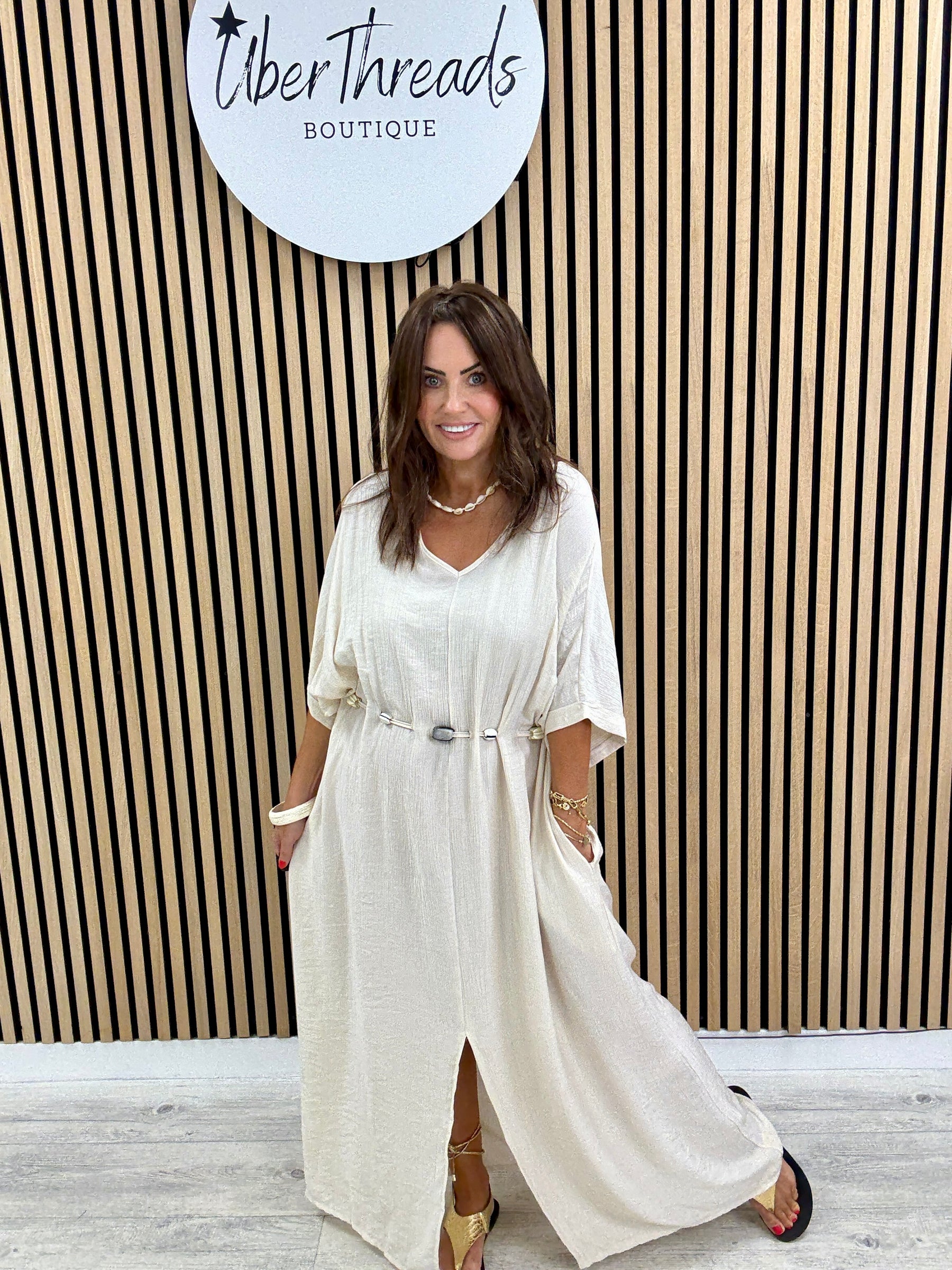 The Bondi Sands Split Dress - Cream