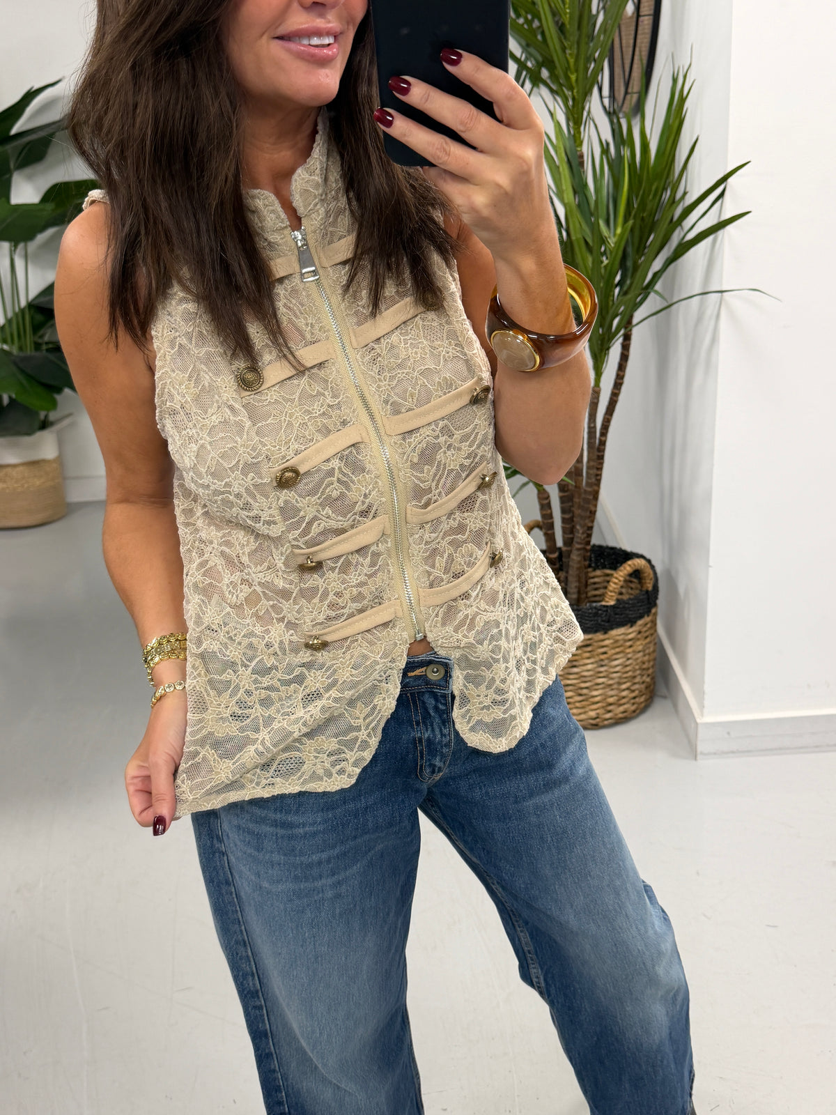 Lacey Military Waistcoat - Cream (Size 8-12)