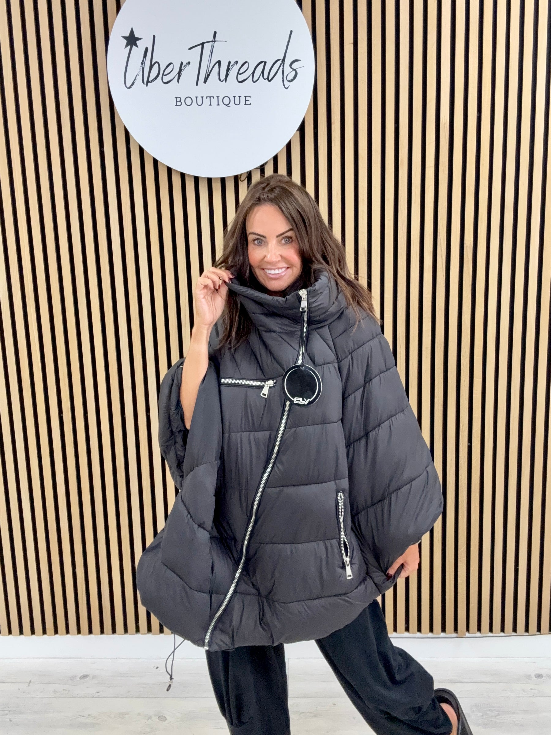 Fly Cape Coat - Black (sized)