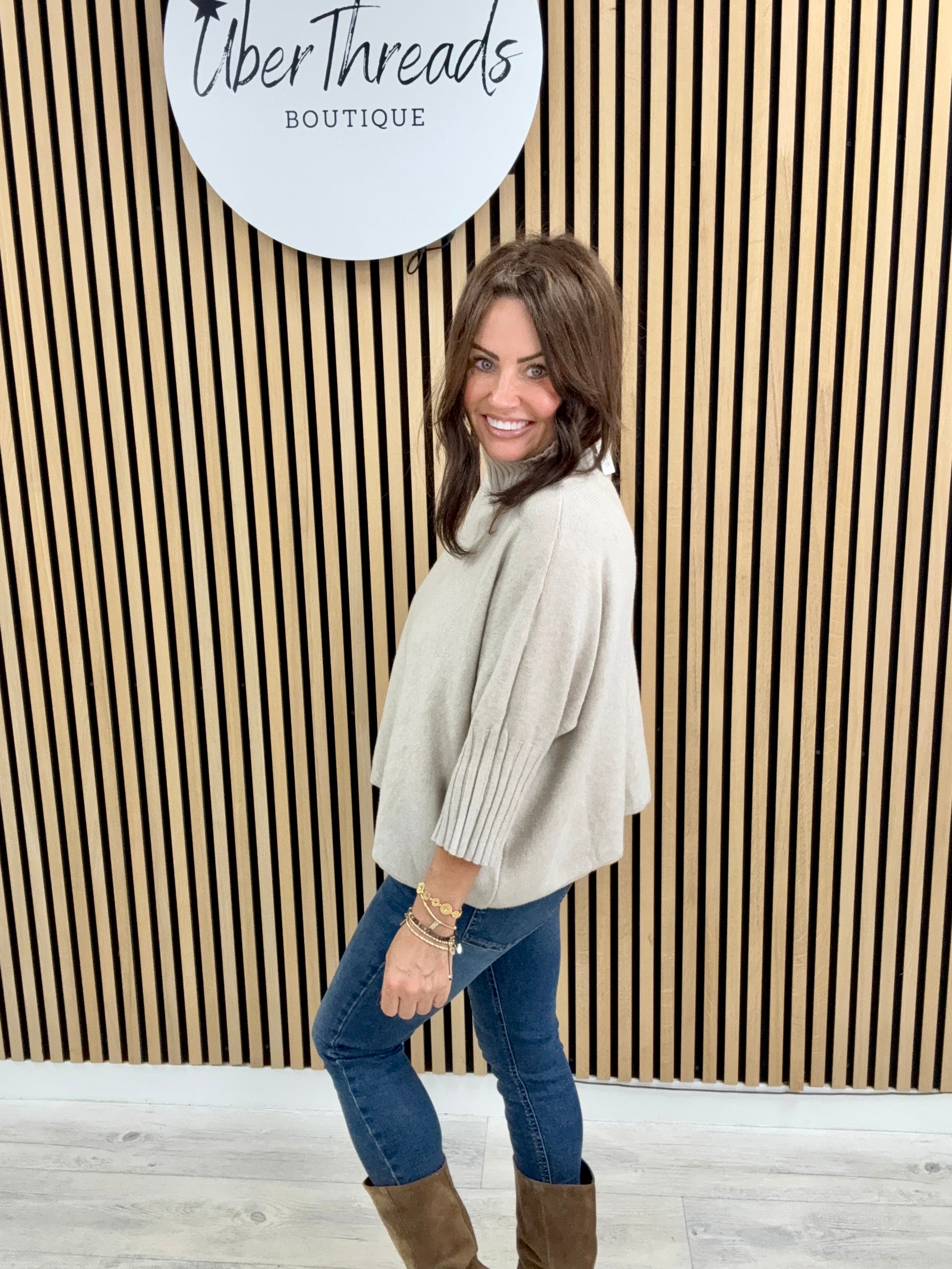 Crop Sleeve Knit - Oatmeal