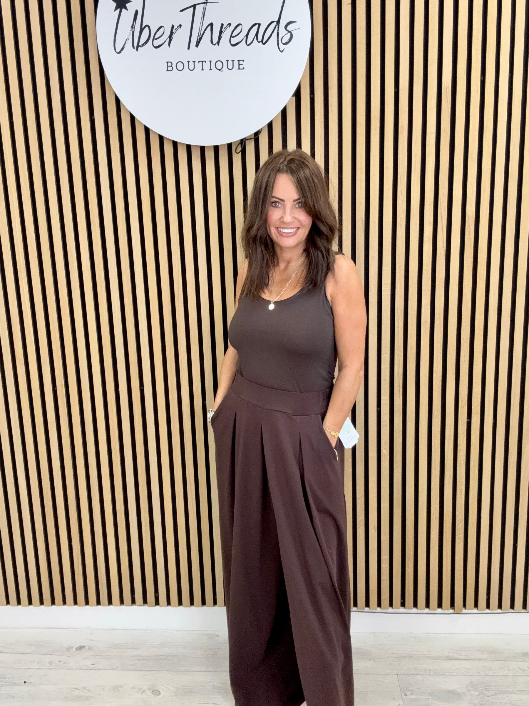 Jersey Wide Leg Palazzo - Chocolate