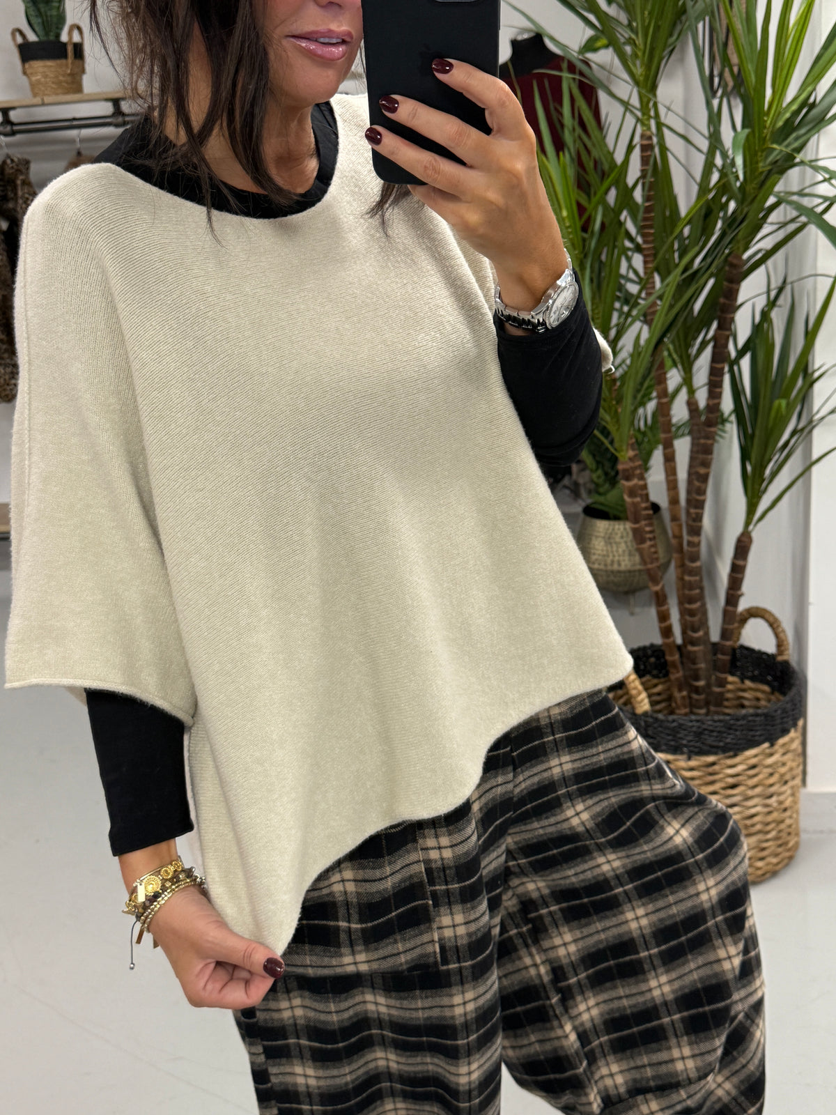 Gracie Crop Sleeve Knit - Stone