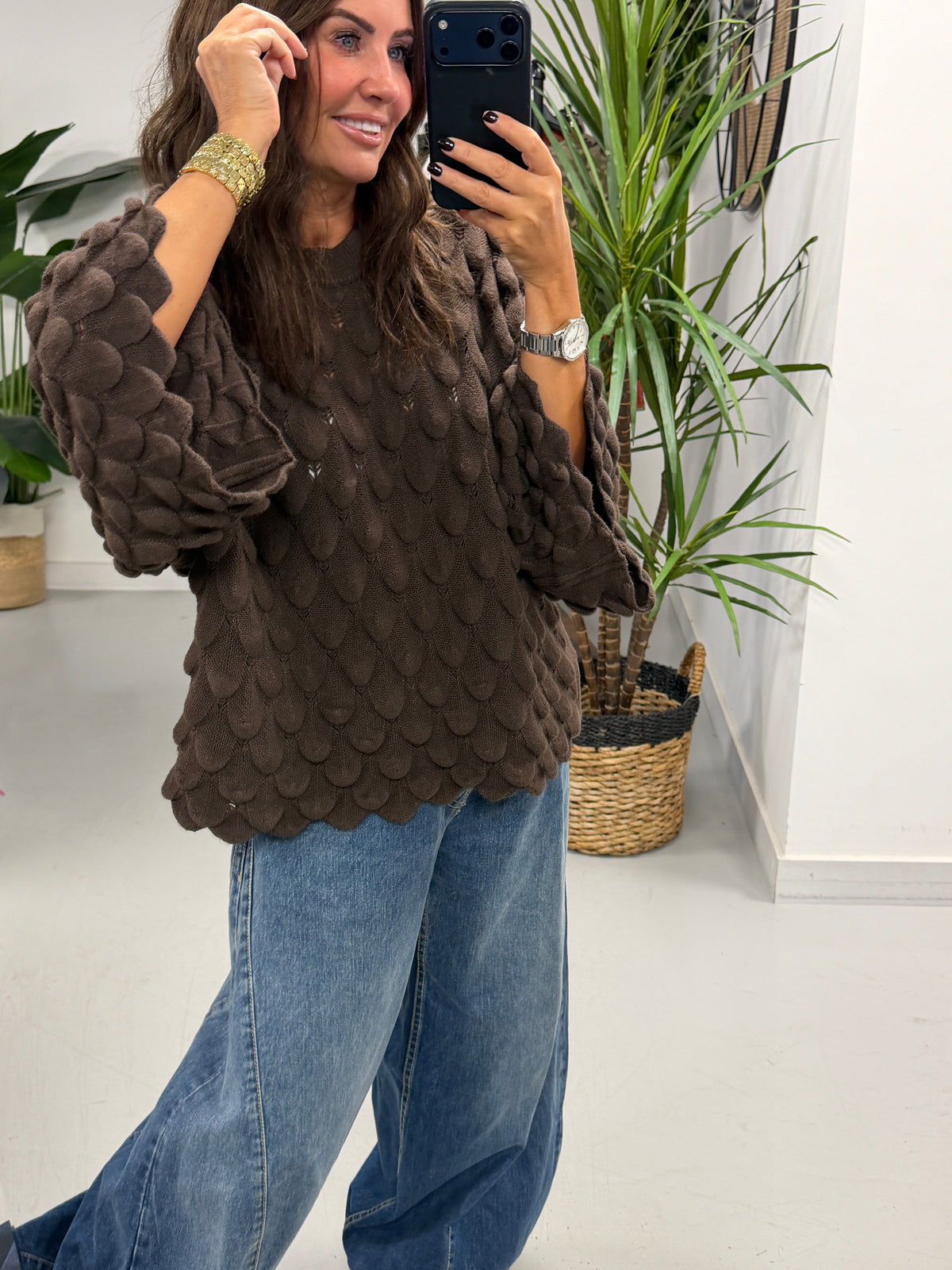 Soft Touch Tear Drop Knit - Chocolate (Size 8 - 16)