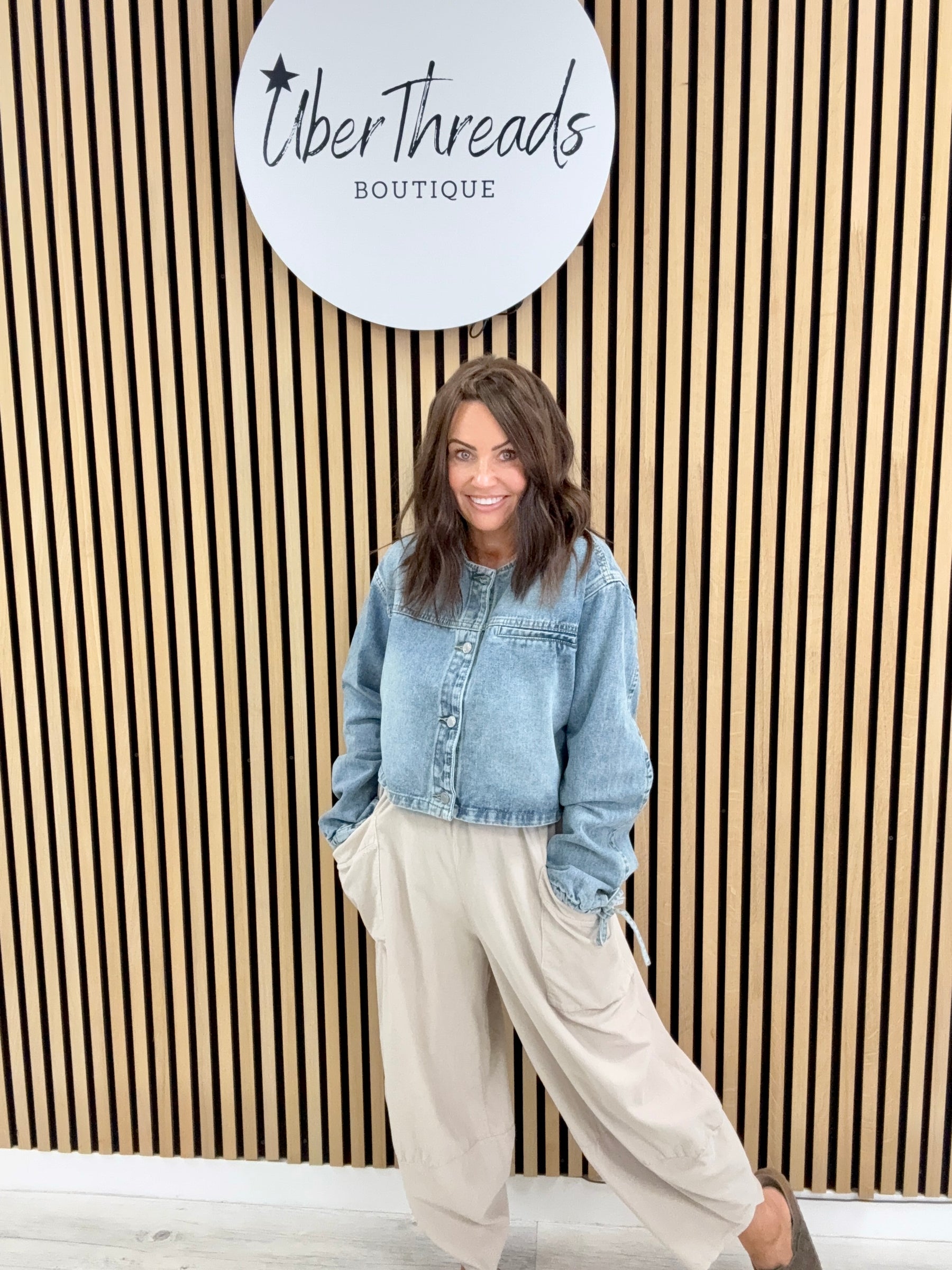 Tie Back Denim Shacket