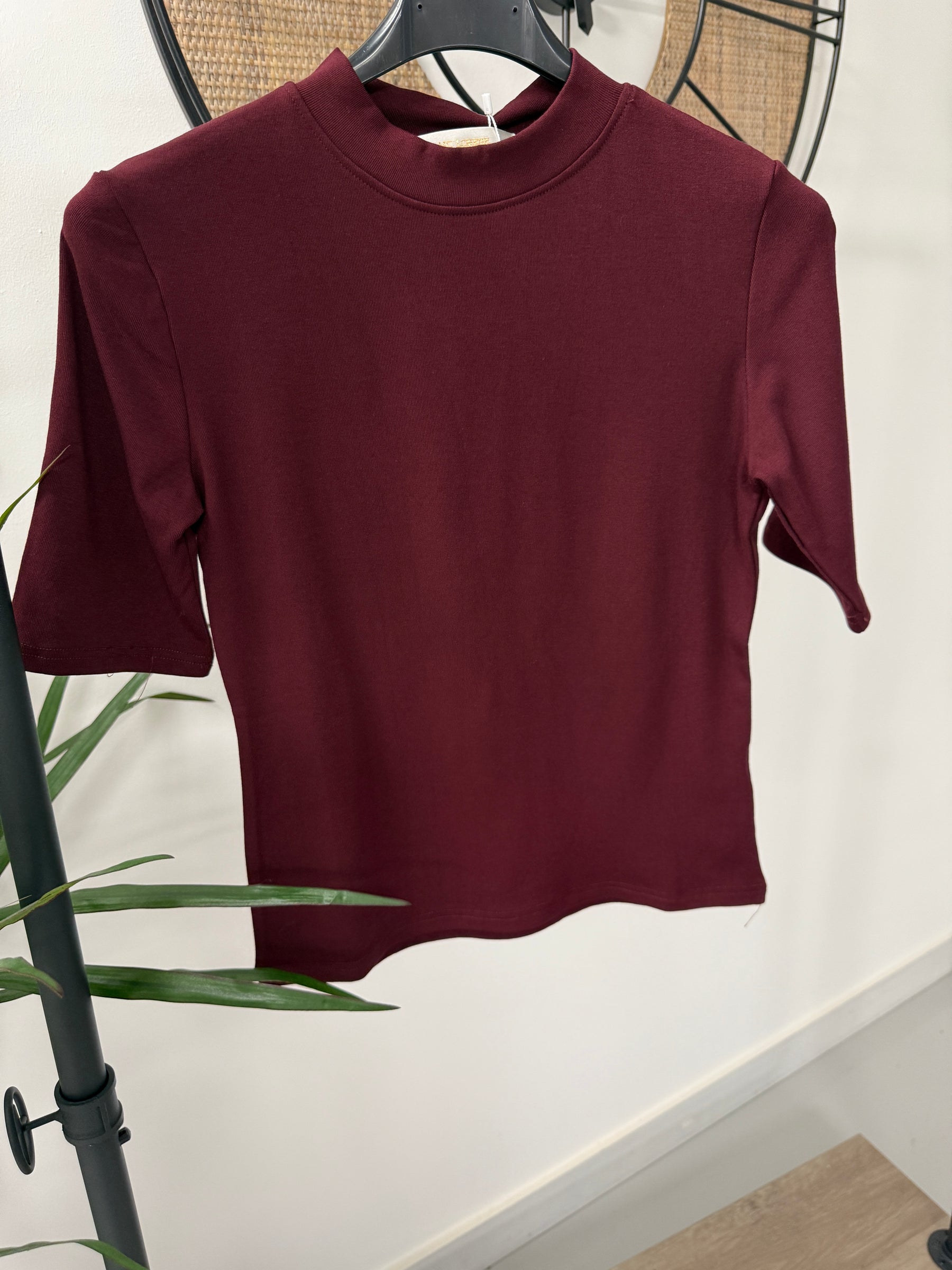 Sculpted Fitted Seamless Tee (half sleeve) - Wine