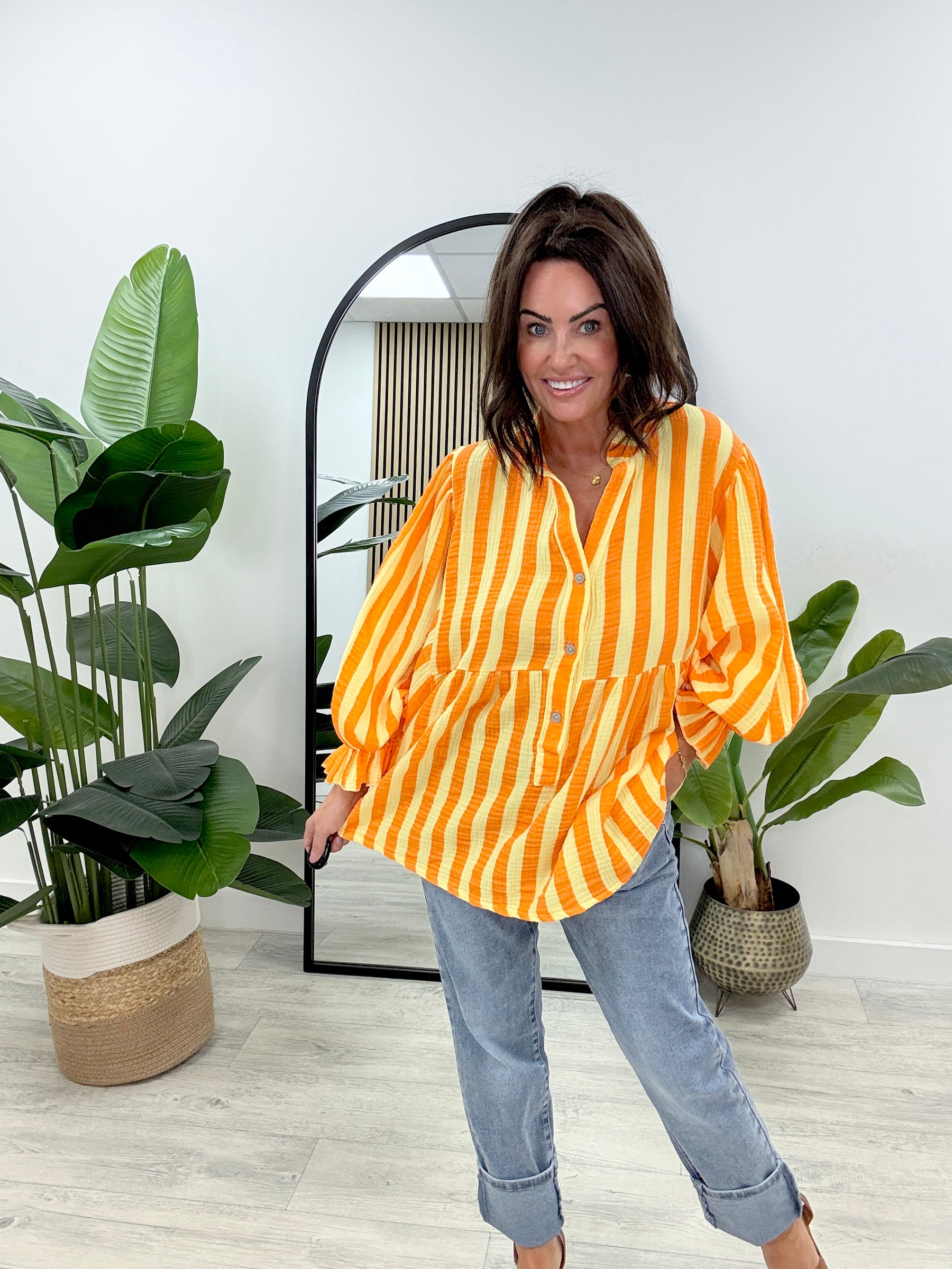 The Valencia Stripe Tunic - Yellow / Orange