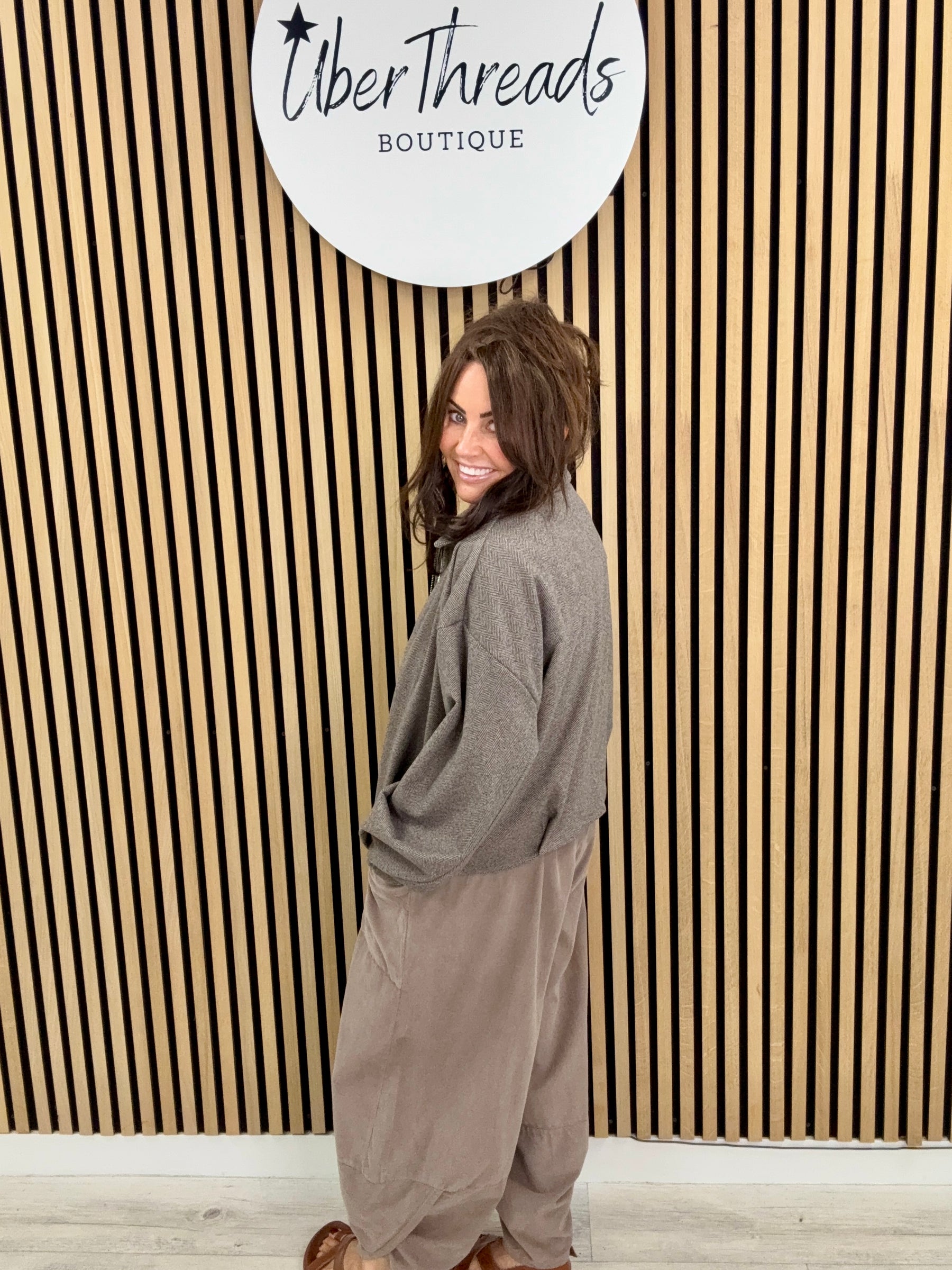 Herringbone Bomber- Chocolate