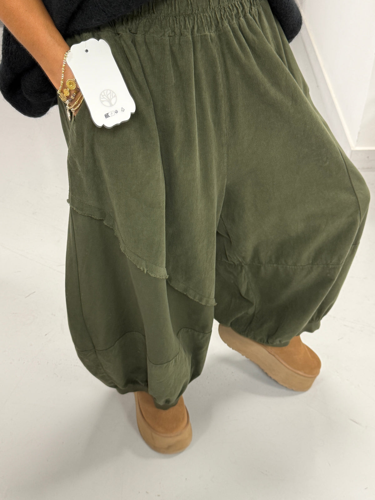 Needlecord Hybrid Cocoon Trouser - Khaki