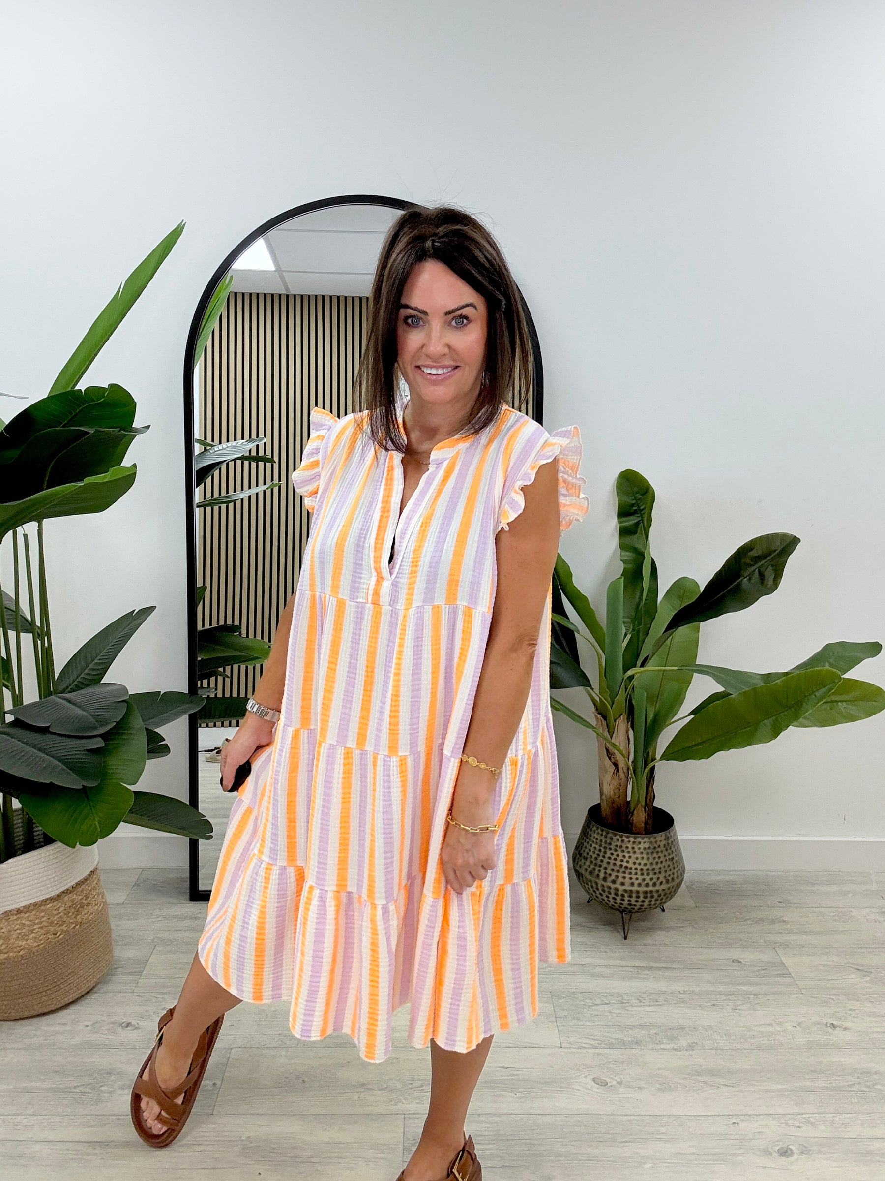 Valencia Tunic Dress - Lilac/Orange