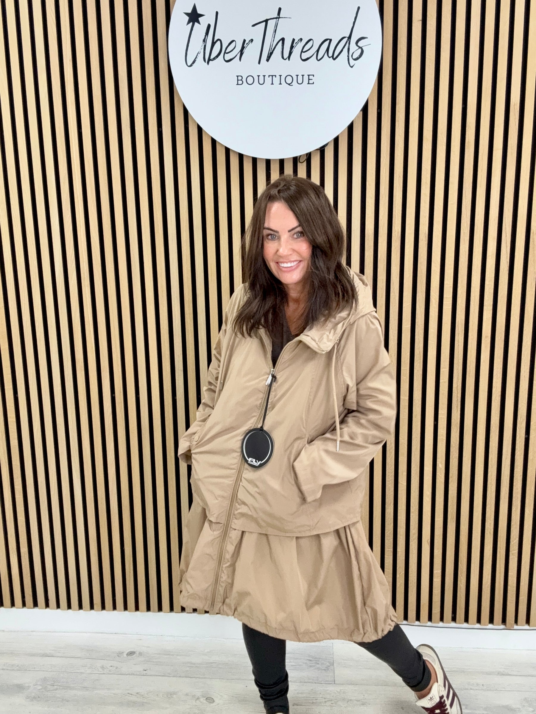 Fly Double Layer Hi Lo Jacket - Camel