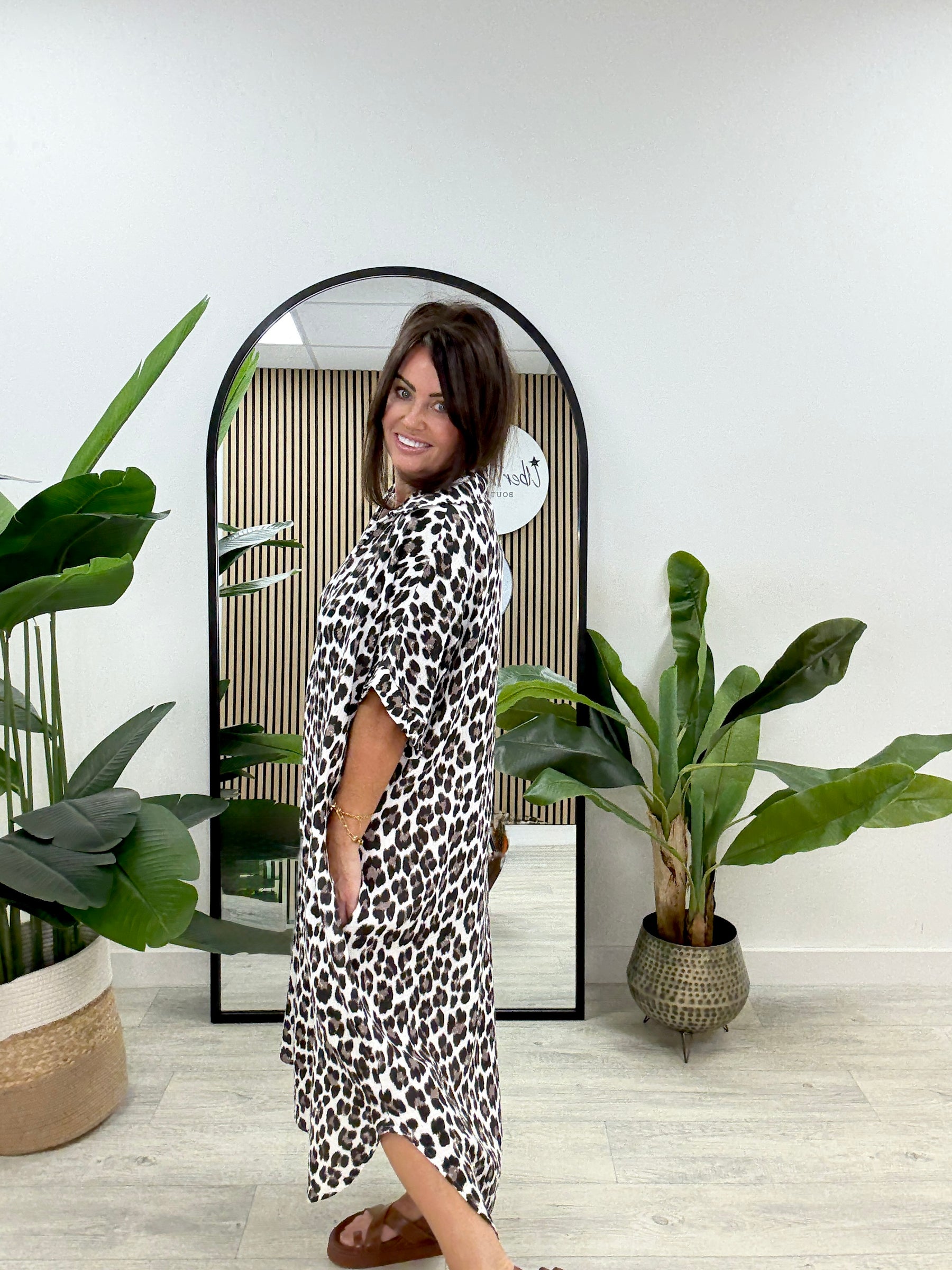 Valencia Shirt Dress - Black/Brown