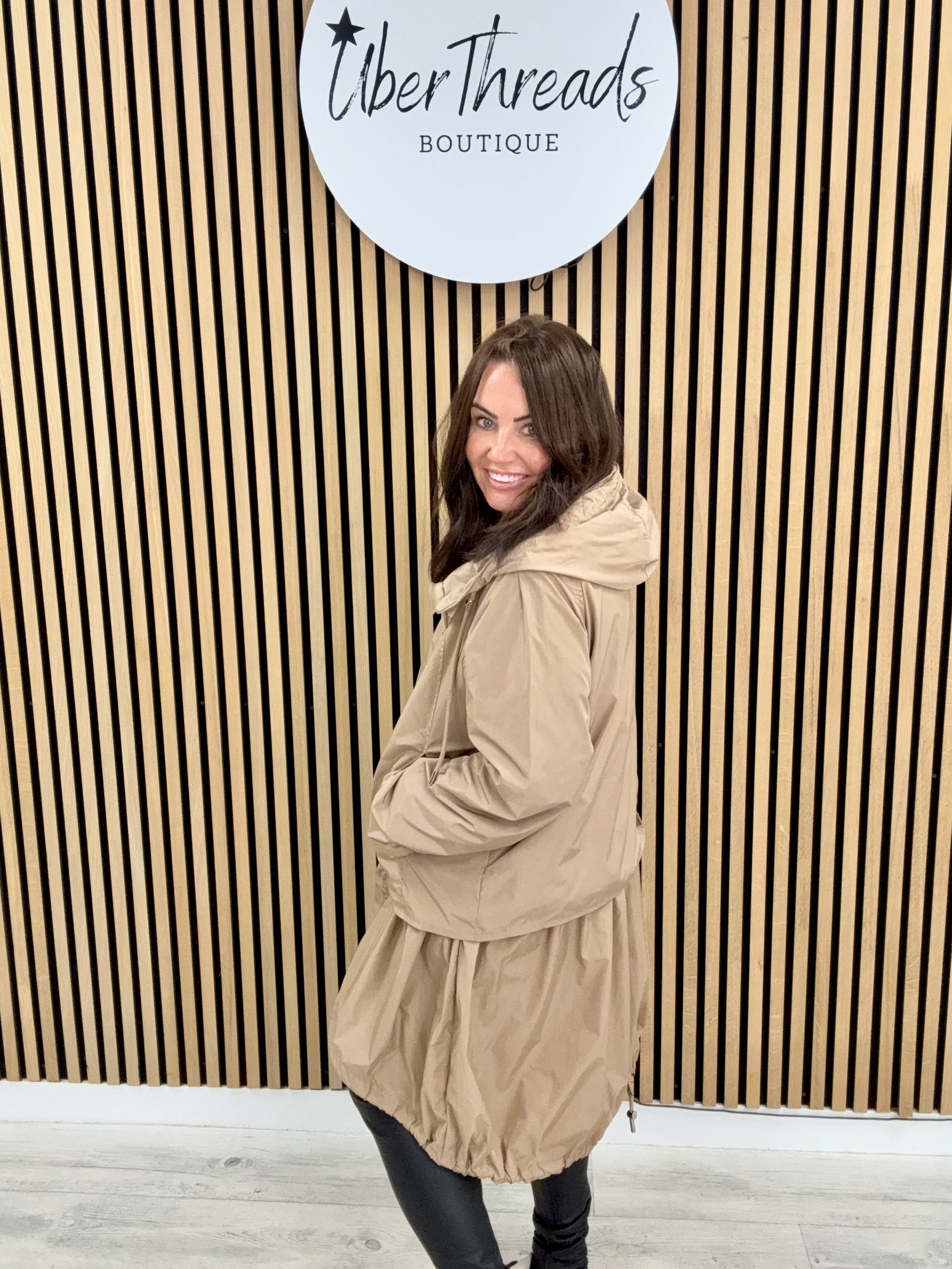 Fly Double Layer Hi Lo Jacket - Camel