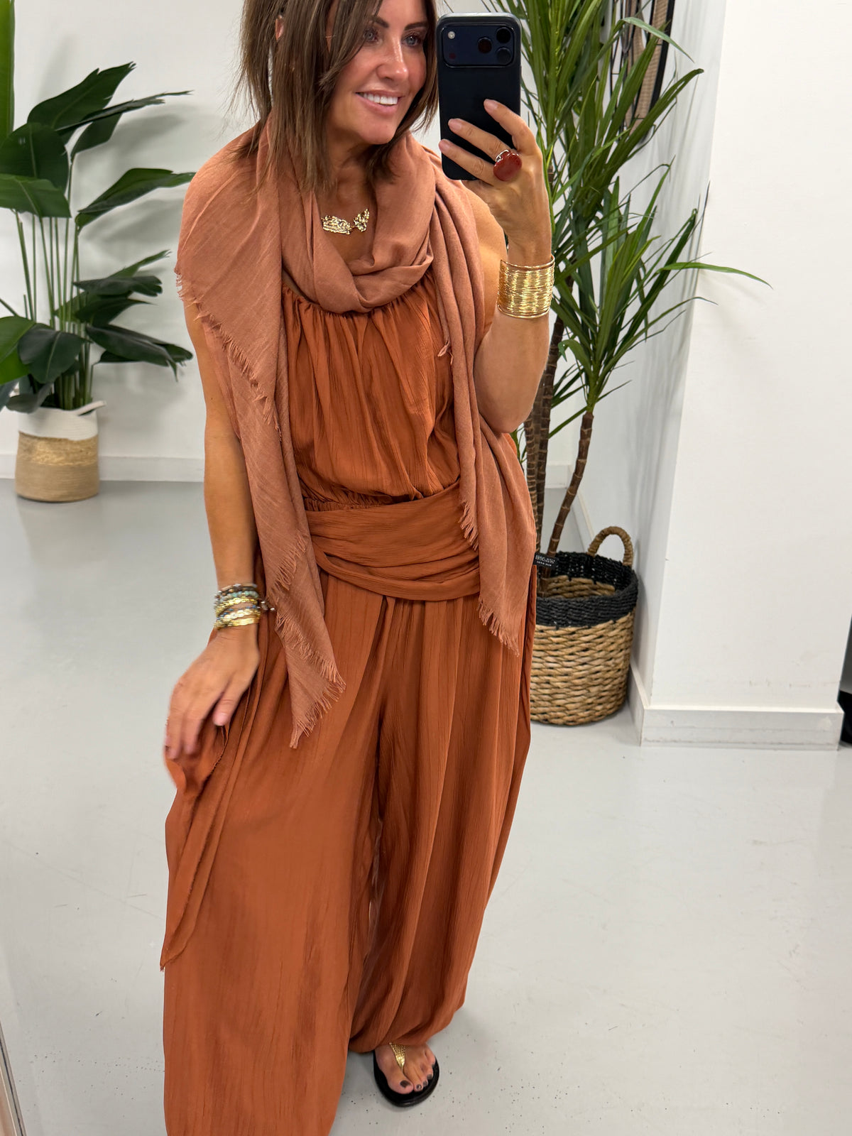 Summer Lightweight Scarf - Rust