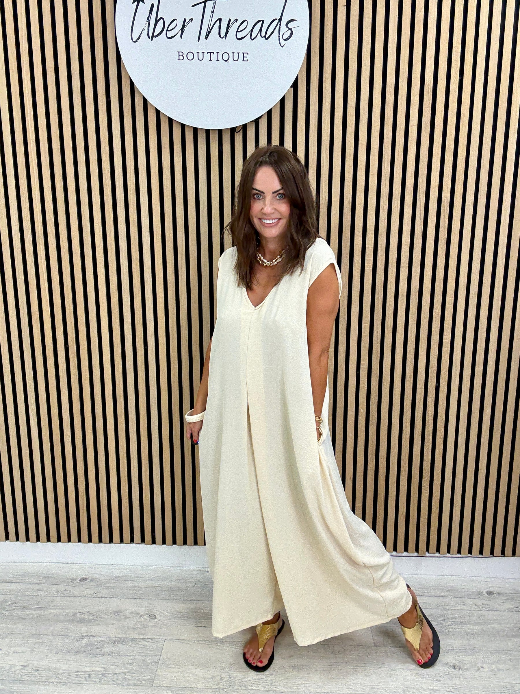 The Tamzin Crop Leg Jumpsuit - Cream