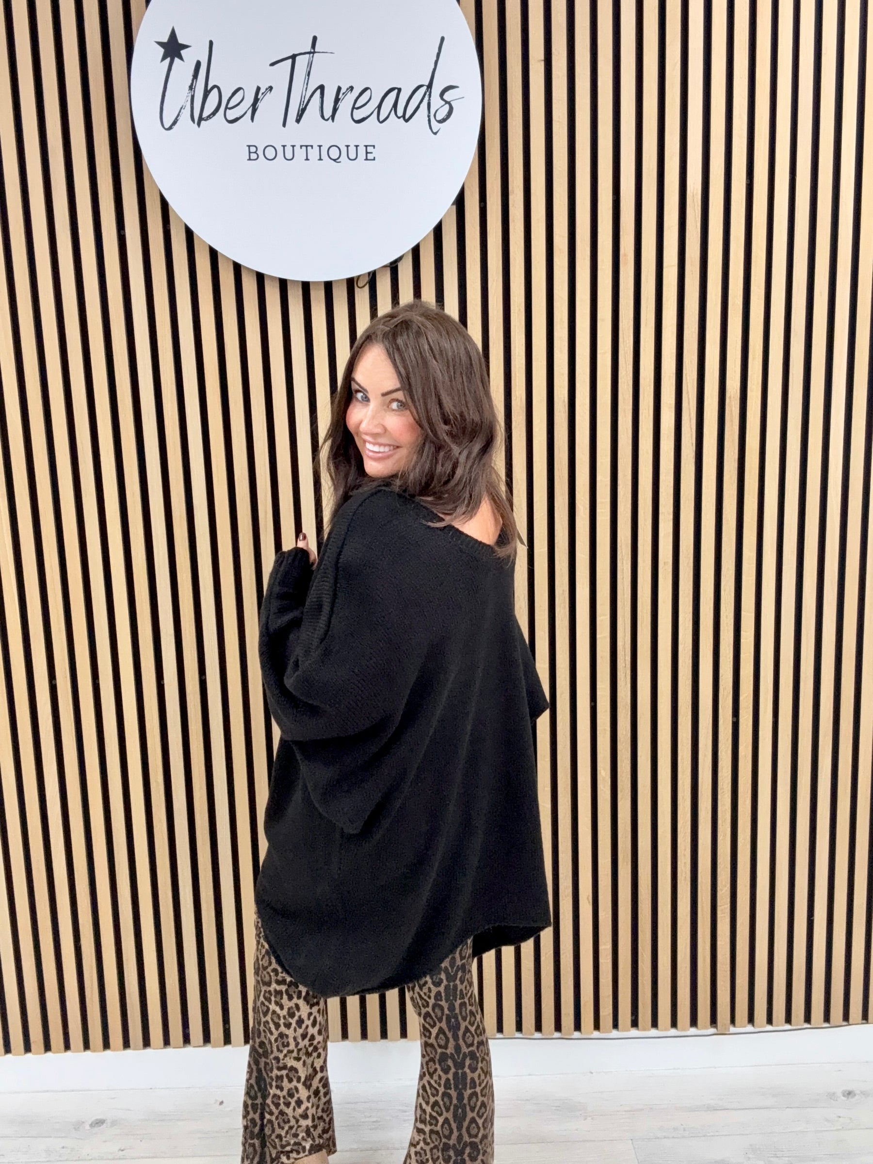 The Oversized Dipped Hem Knit - Black