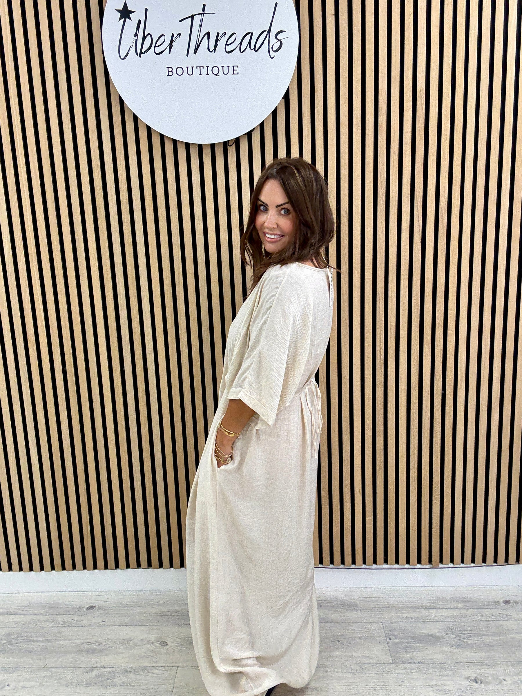 The Bondi Sands Split Dress - Cream