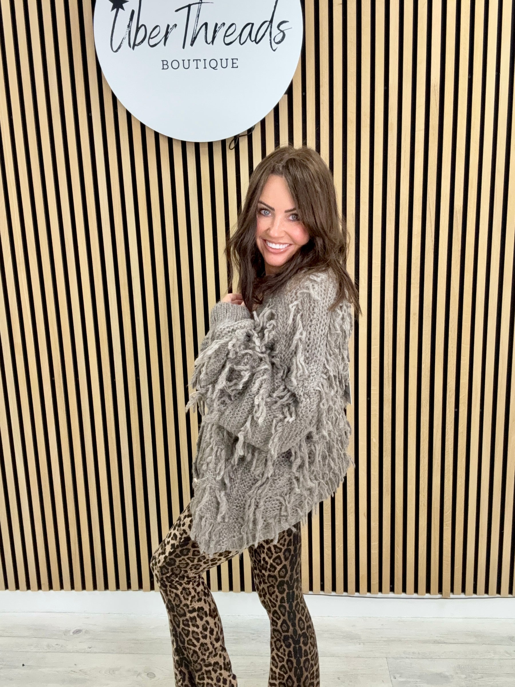 The Shaggy Cardigan - Pebble
