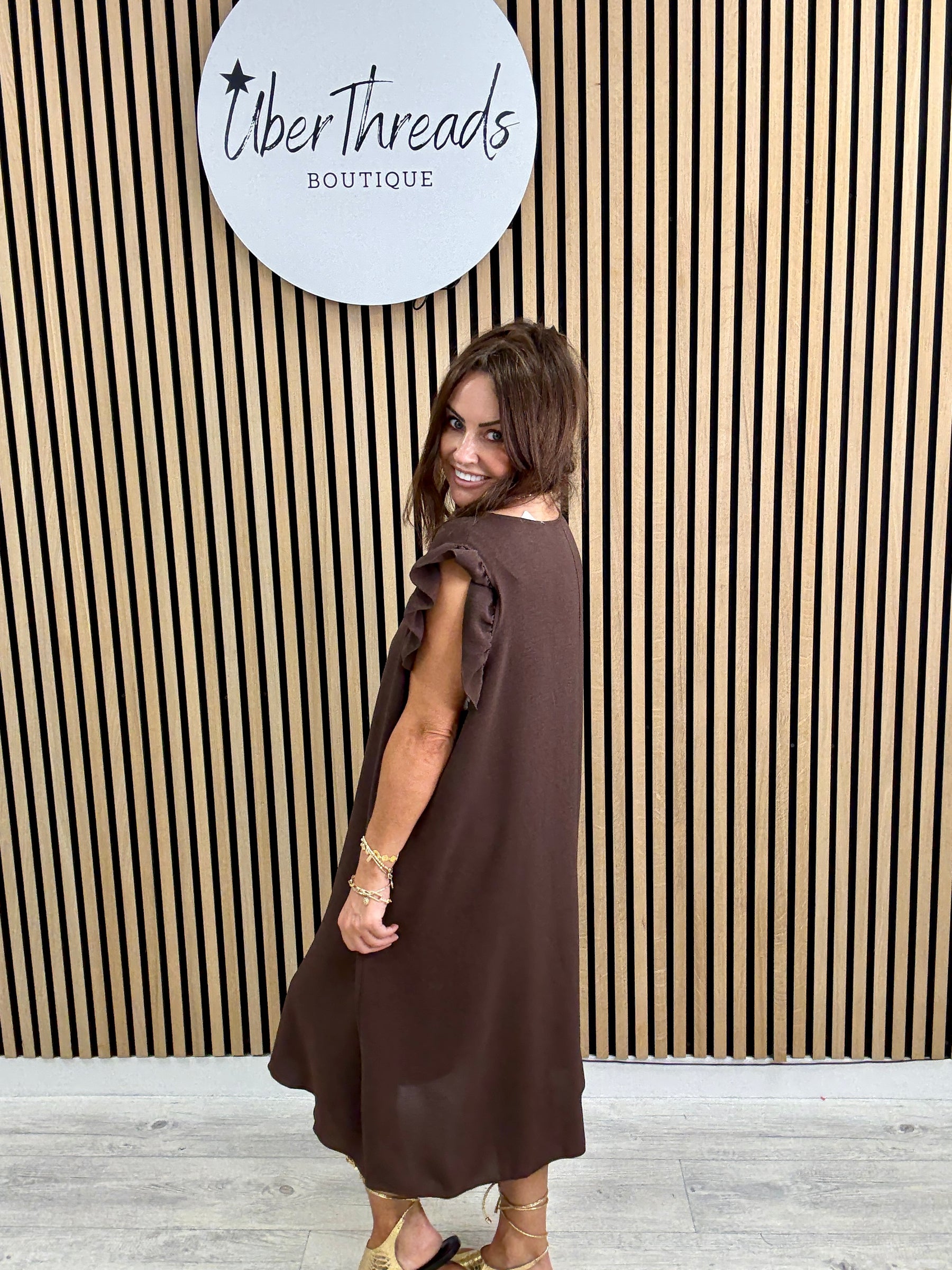 Chunky Button Midi - Chocolate