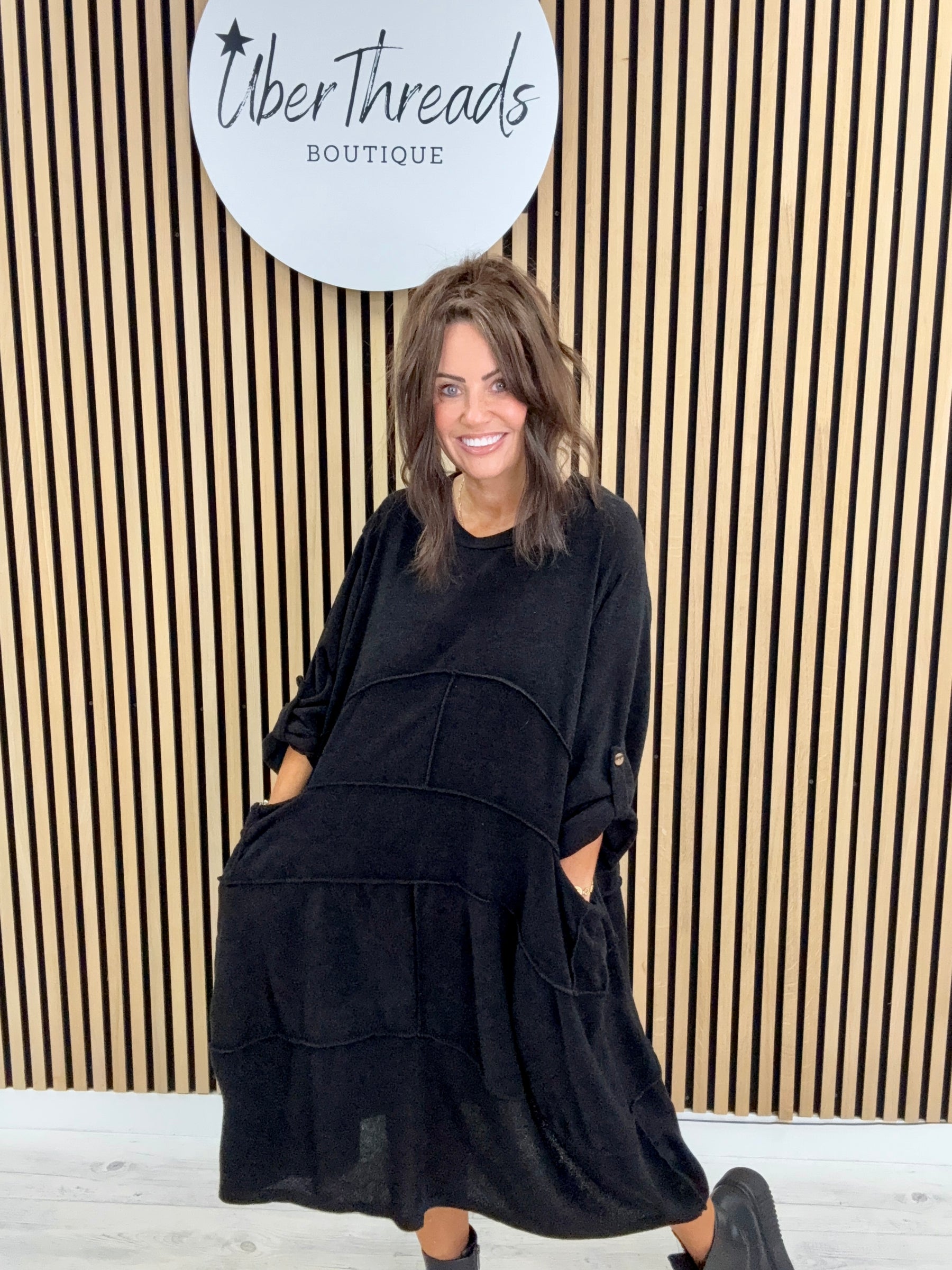 The Slouch Pocket Dress - Black