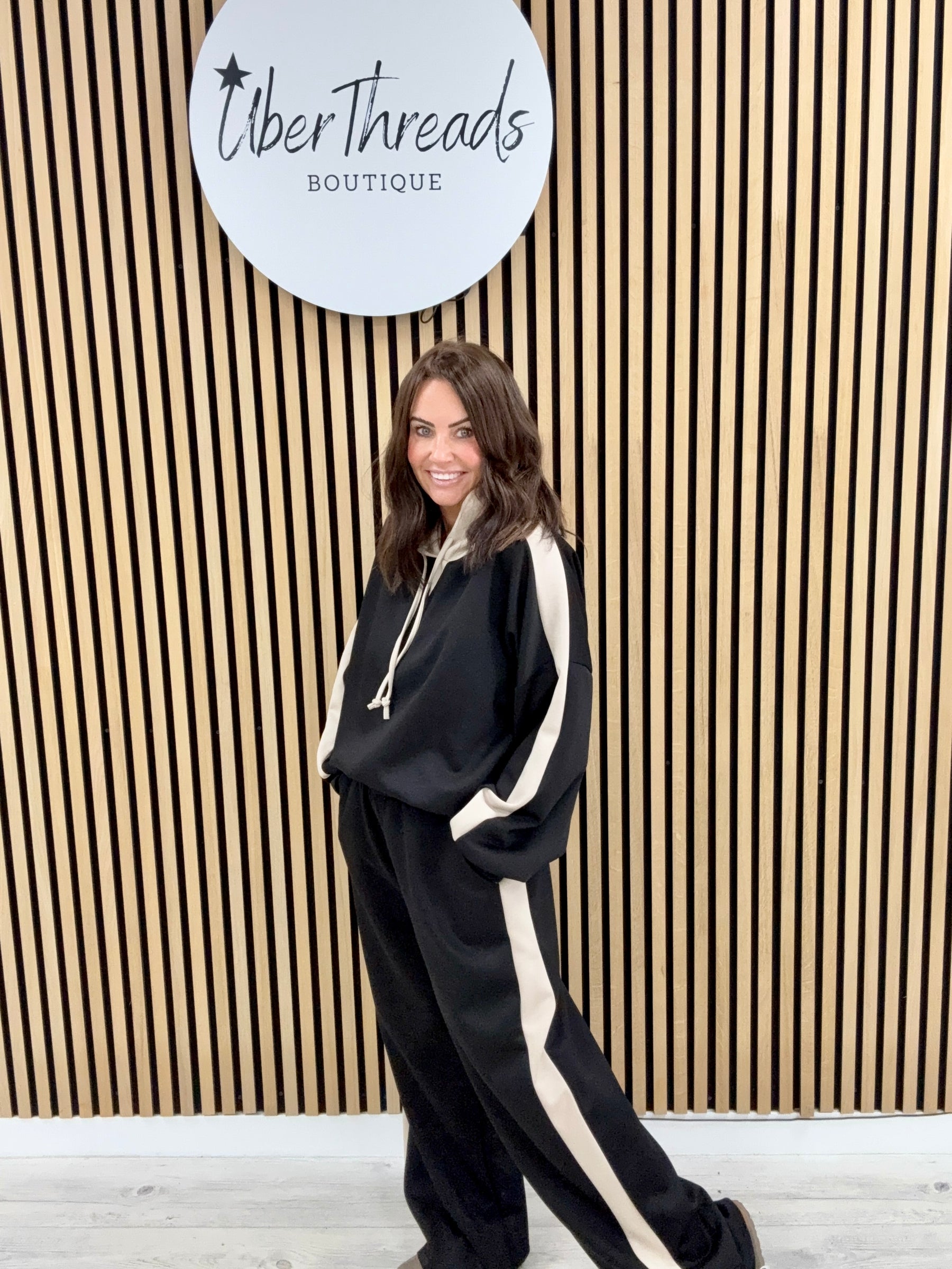 The Stripe Scuba Hooded Tracksuit - Black