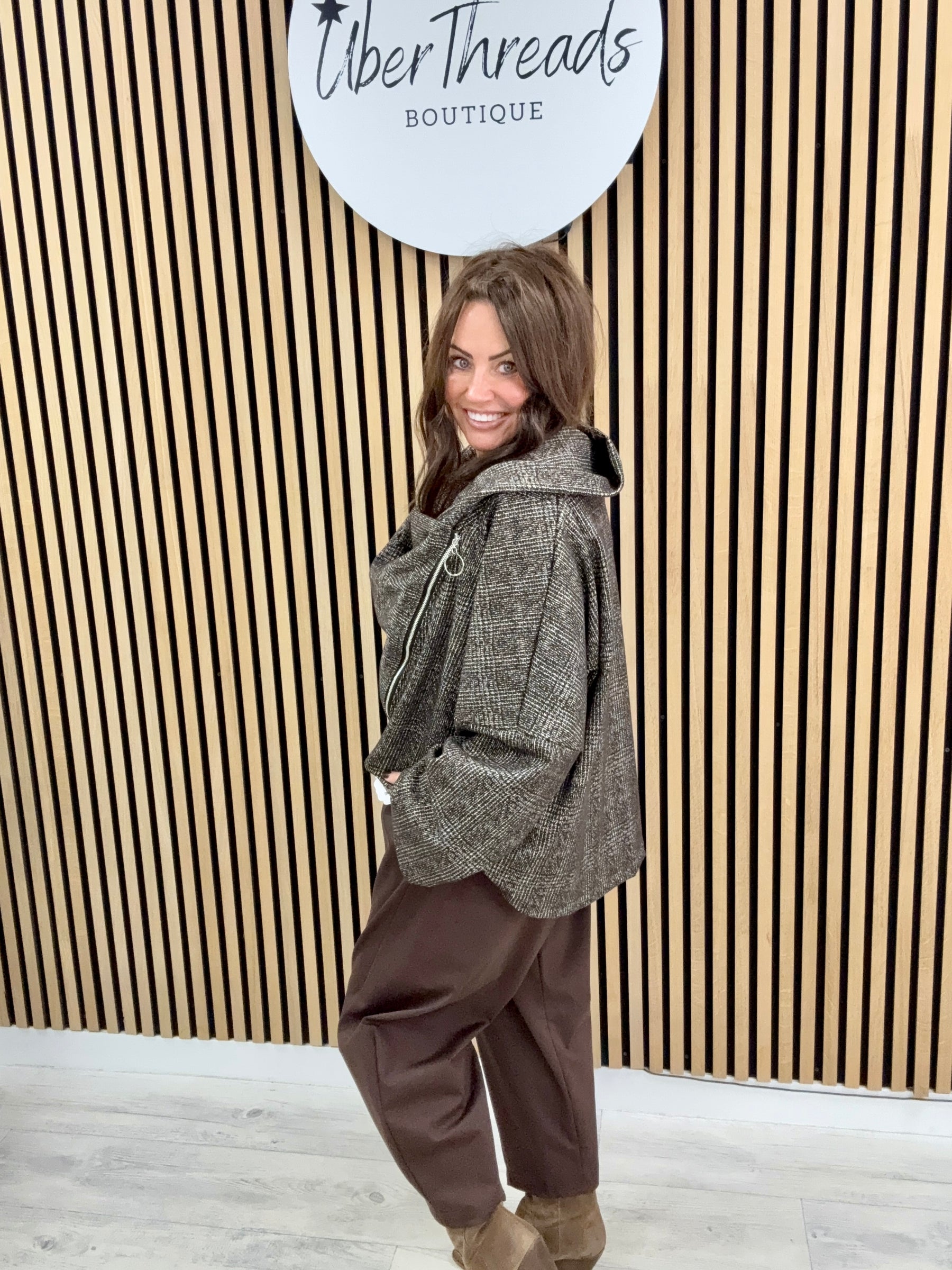 The Harris Asymmetric Zipped Jacket - Chocolate
