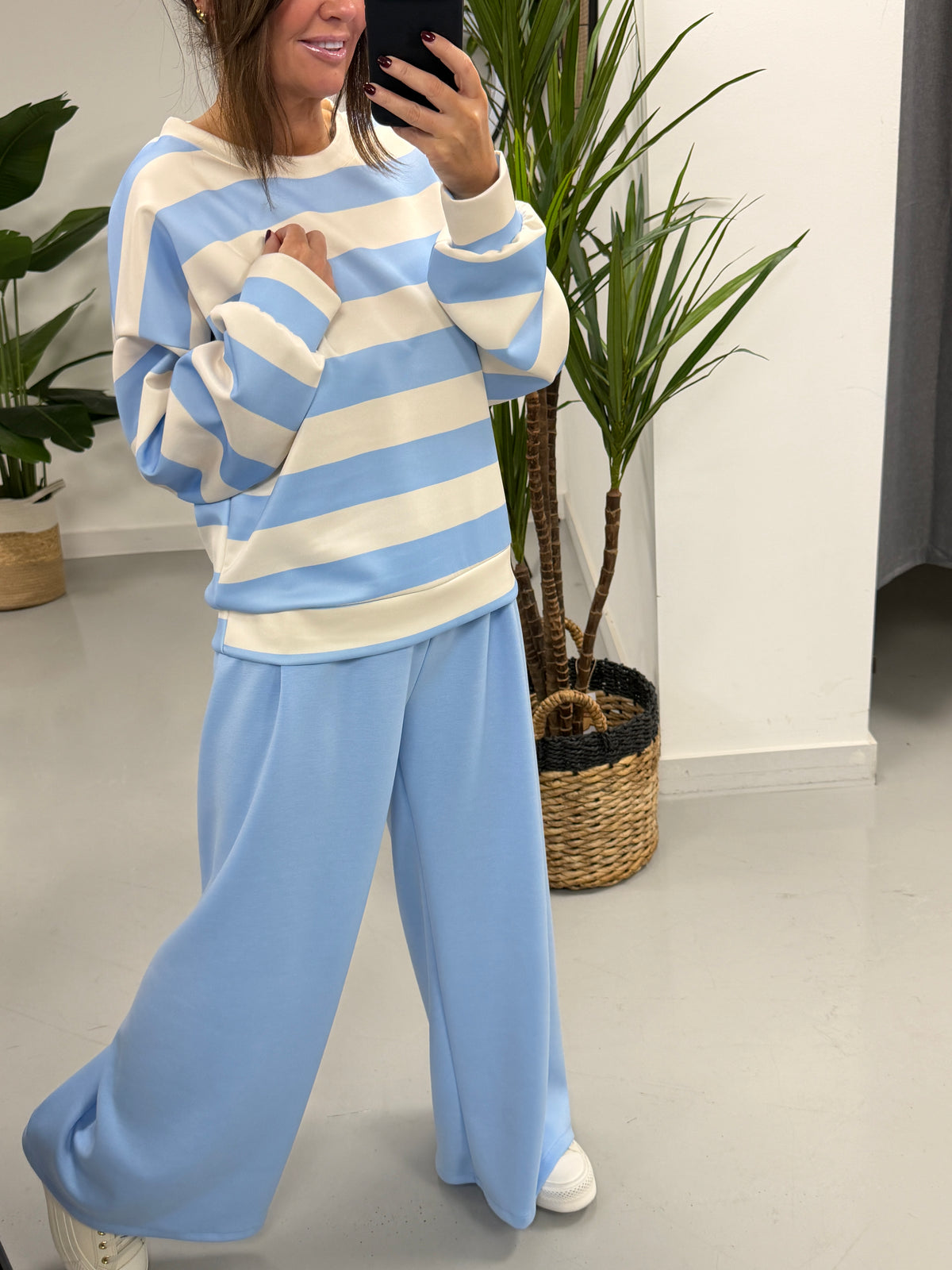 The Stripy Two Piece - Baby Blue / Cream