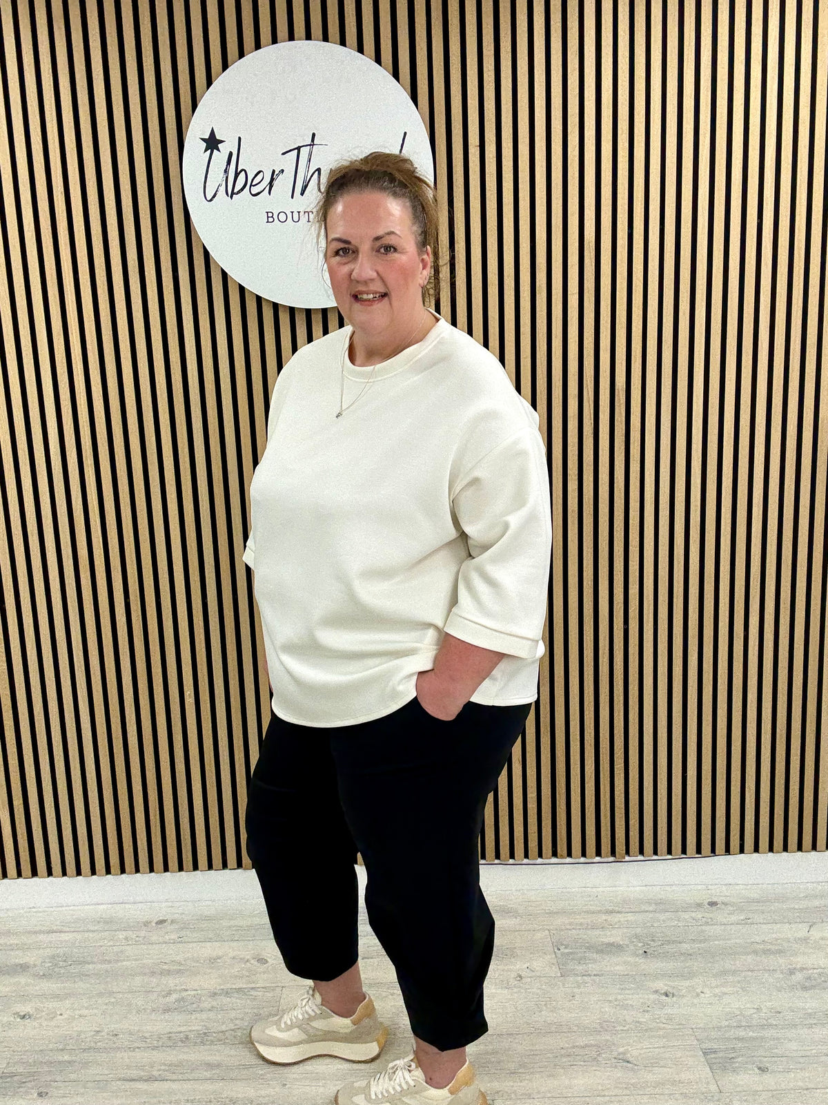 Hampton Side Pleat Scuba Joggers (PLUS) - Black