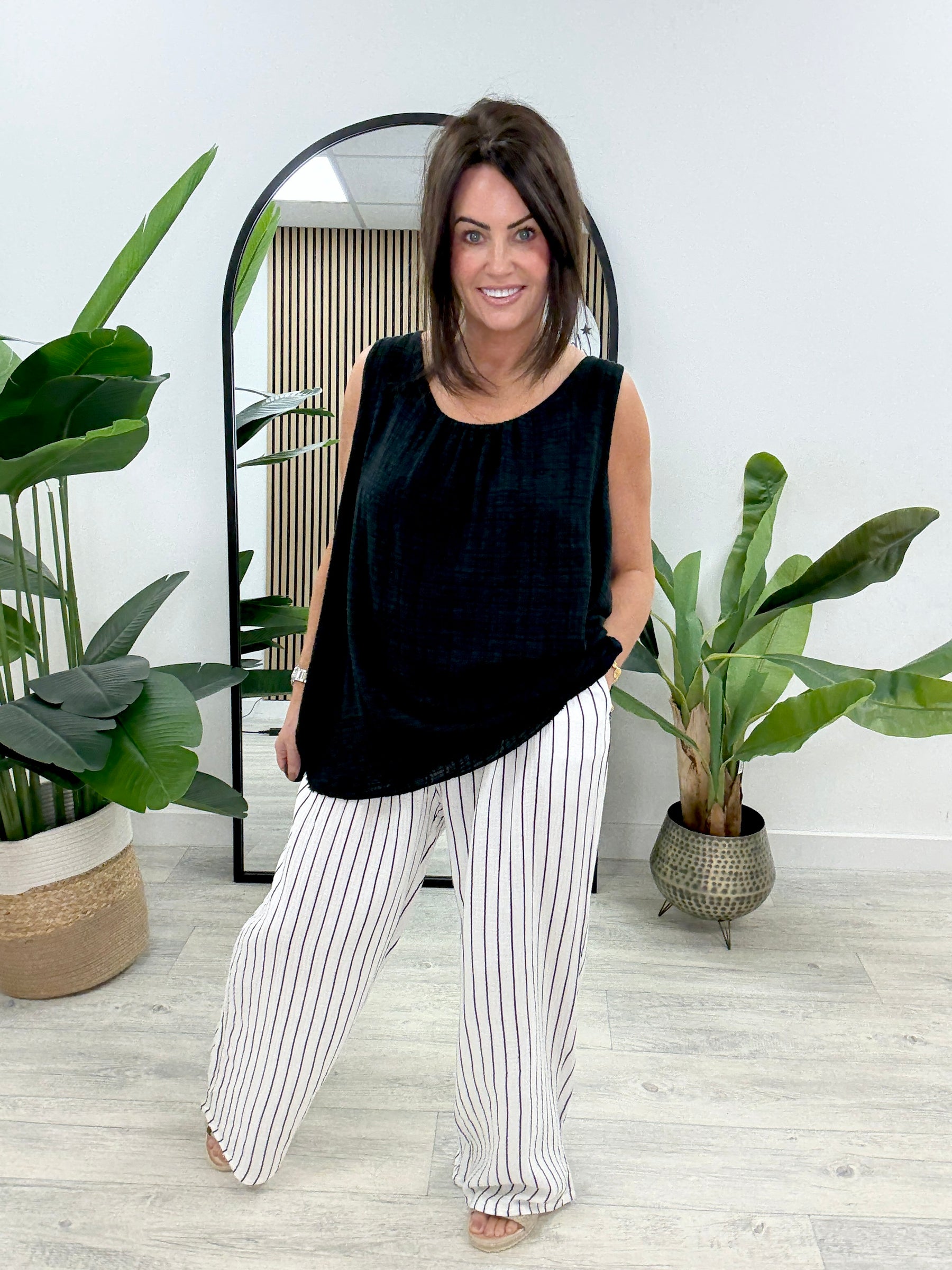 Valencia Stripy Trousers - Black Stripe
