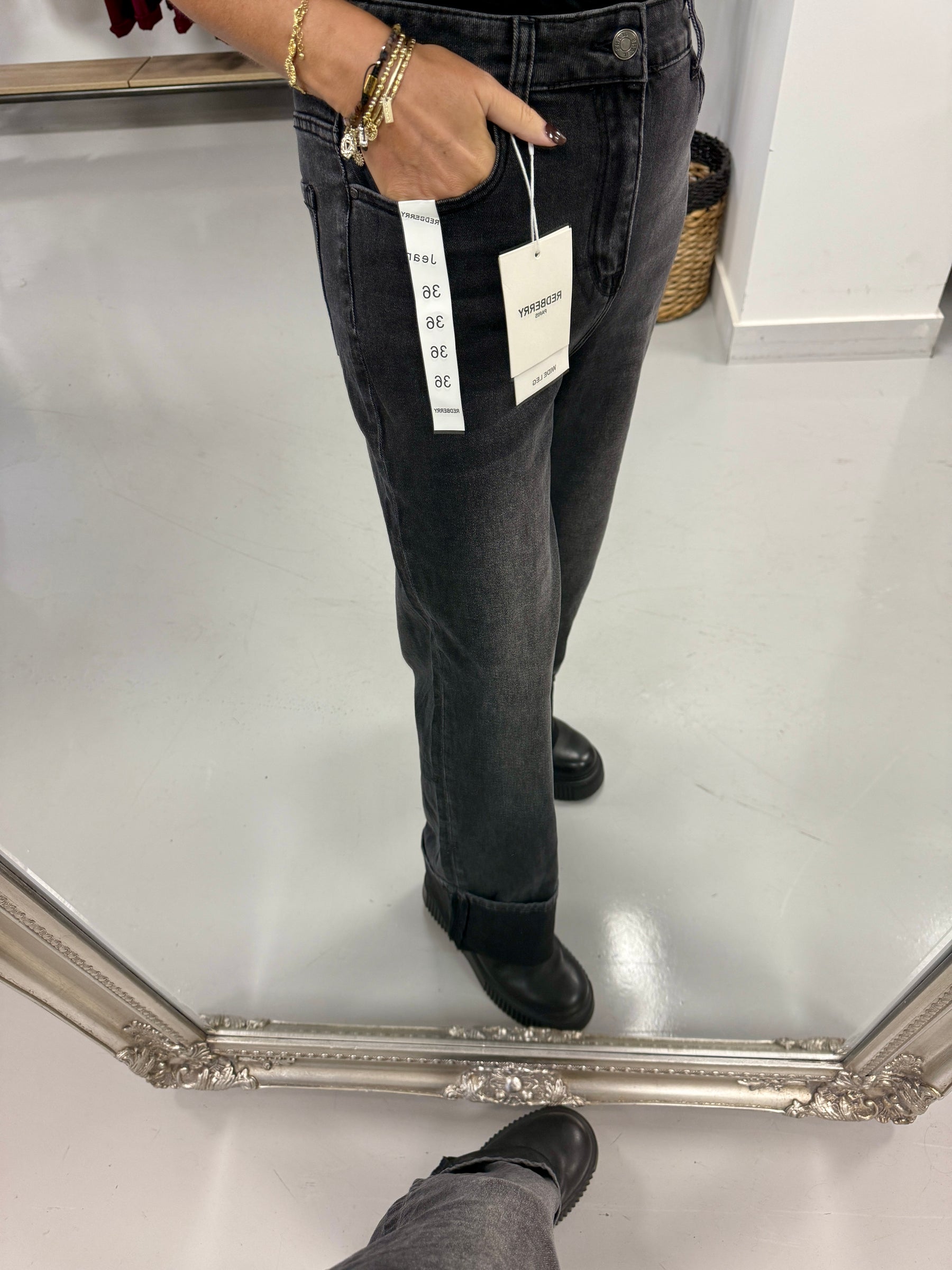 Redberry Turn up Jeans - Dark Grey