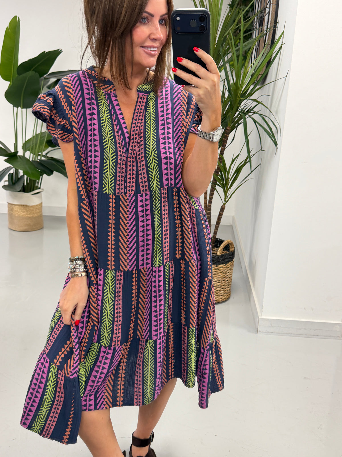 The Valencia Tiered Smock/Dress - Navy
