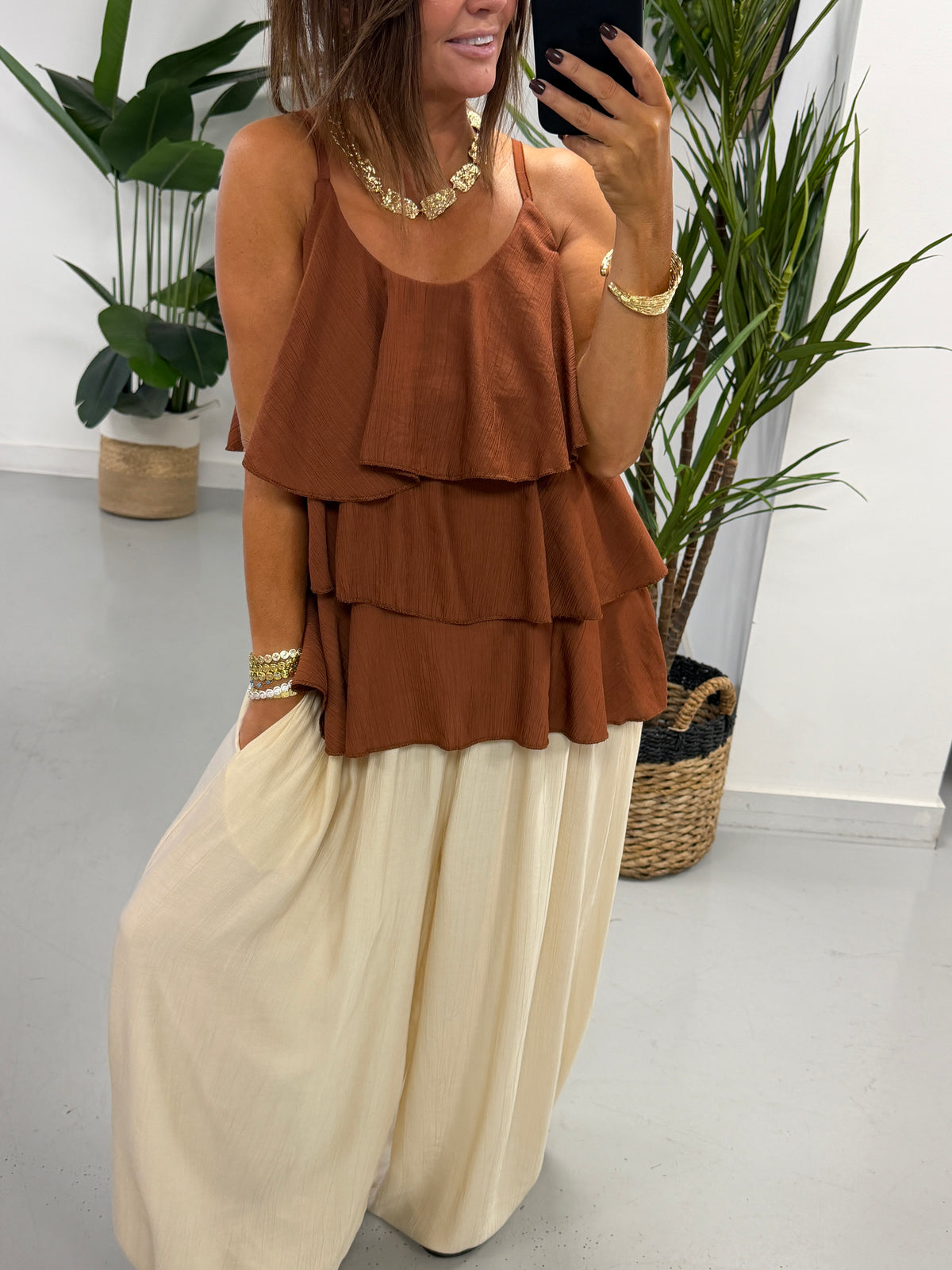 Crinkle Rara Top - Rust