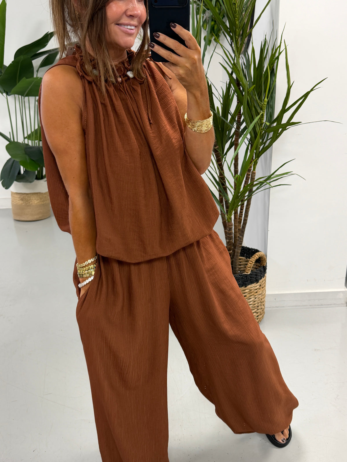 Crinkle Pebble Co Ord - Rust
