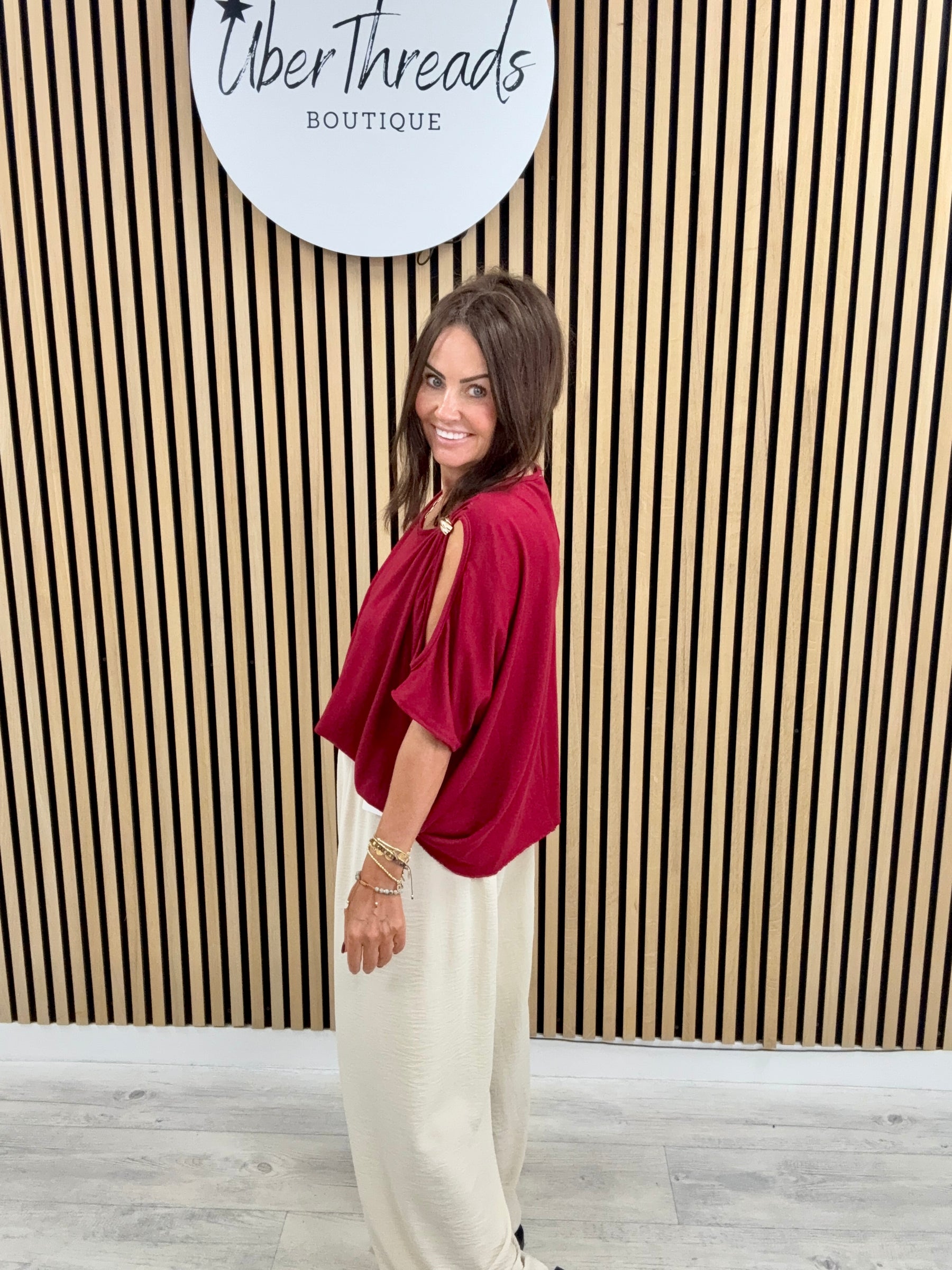The Soft Knit Calle Cold Shoulder - Mulberry