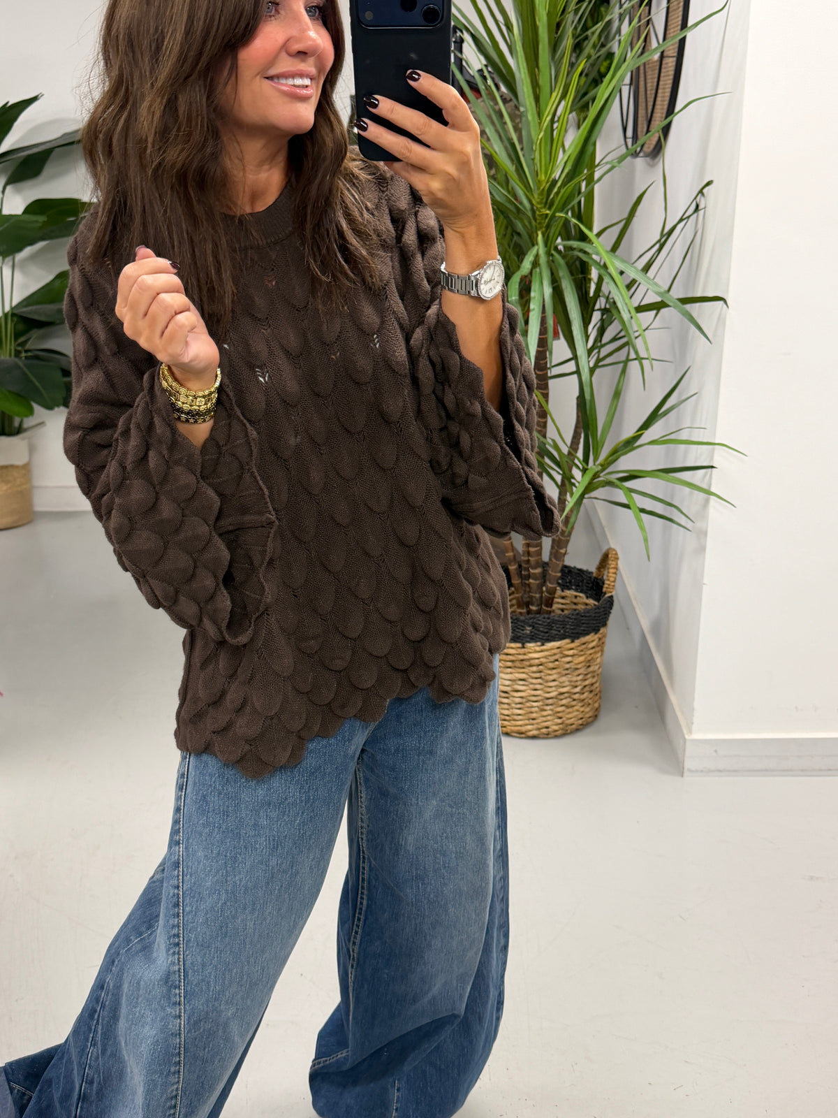 Soft Touch Tear Drop Knit - Chocolate (Size 8 - 16)